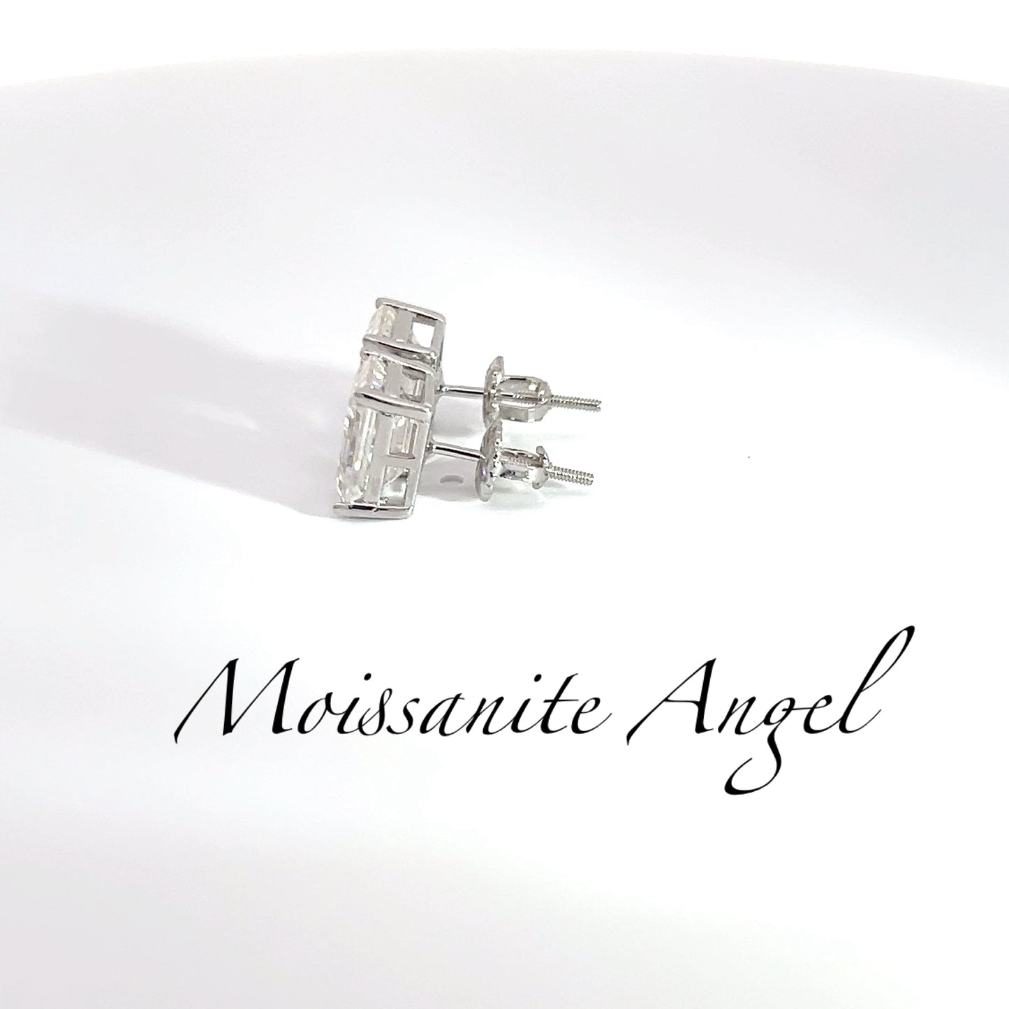 Moissanite Emerald cut stud earrings