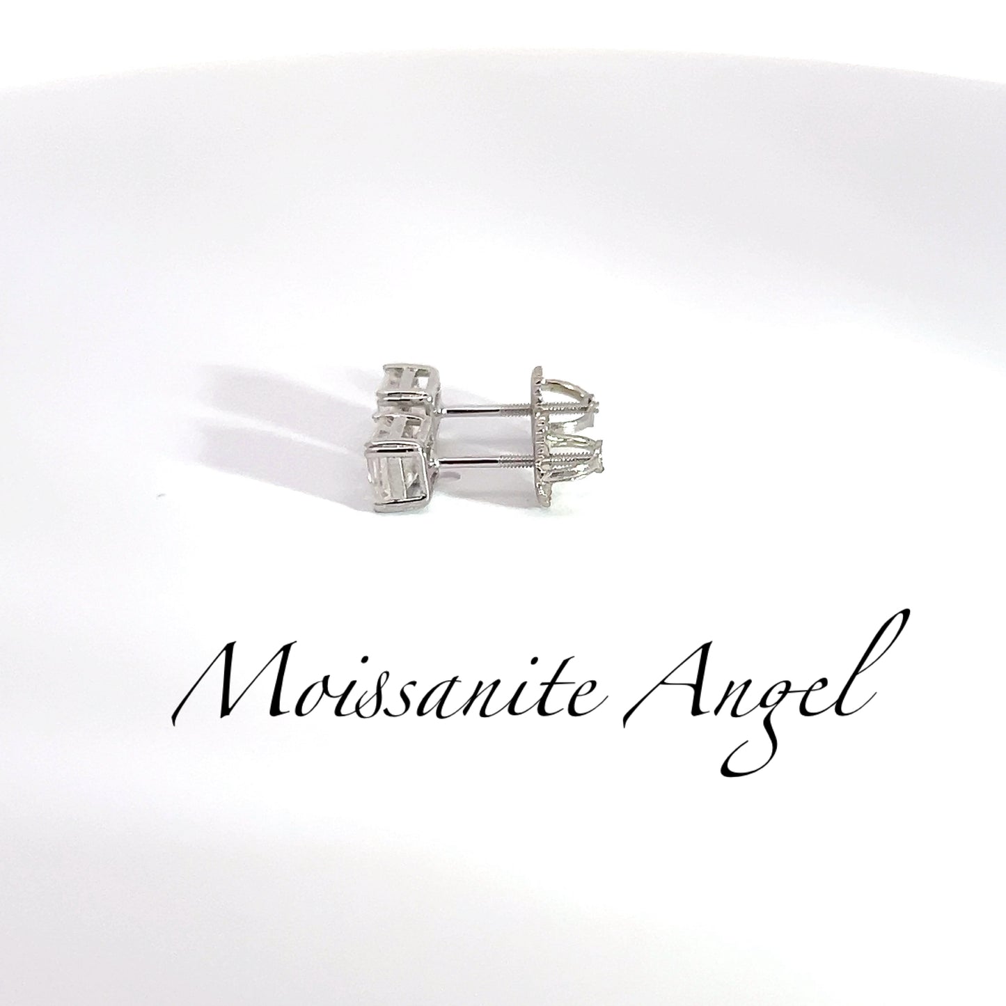 Moissanite Earrings Asscher Cut  studs 2 CTW