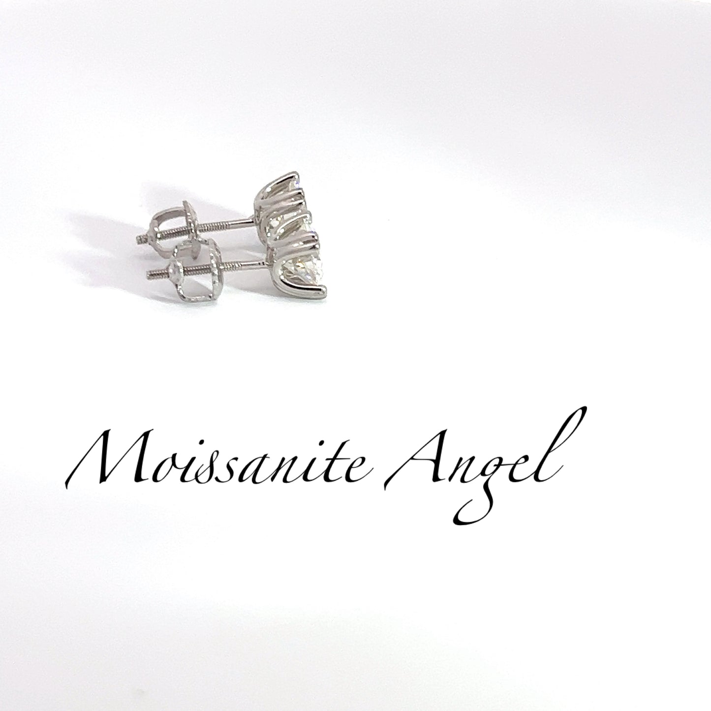 Moissanite earrings 4 double prong 6.5 mm brilliant cut studs - screw back earrings - 2 Carat total weight