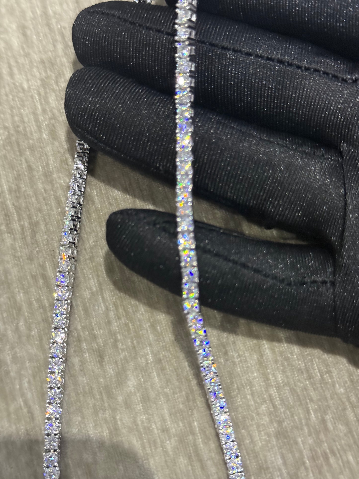 100 % Authentic 3mm Moissanite tennis chain 925 silver, diamond tester approved.