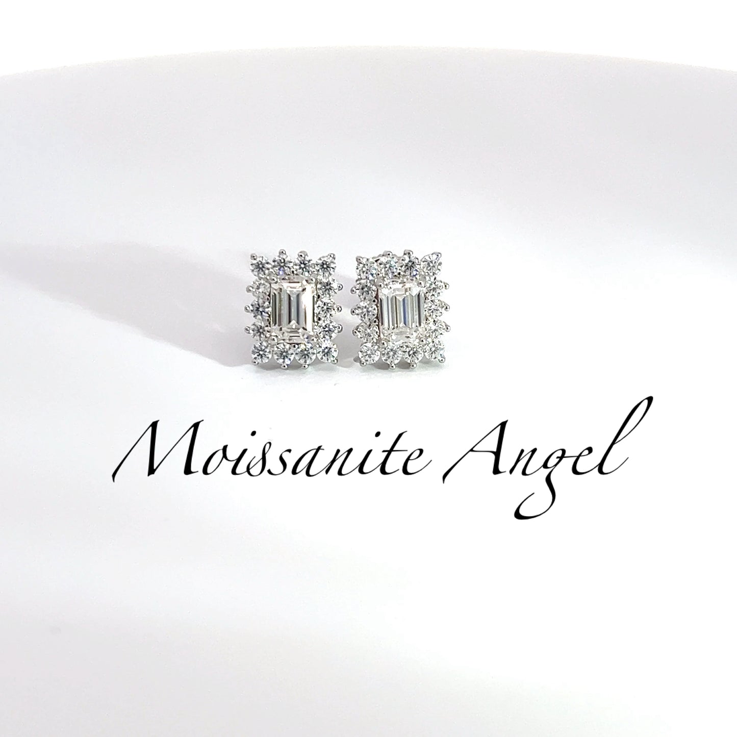 Fancy Emerald cut style Moissanite earrings