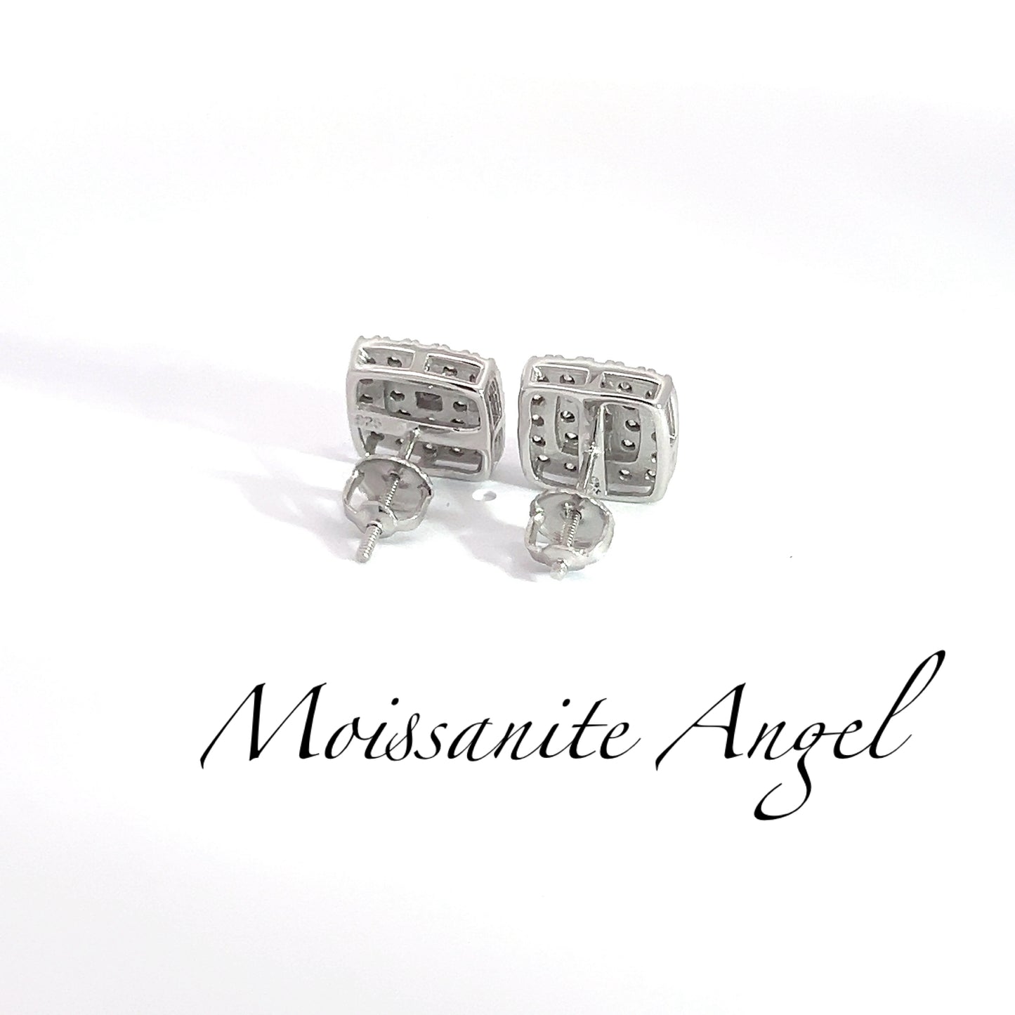 Moissanite square cluster set earrings