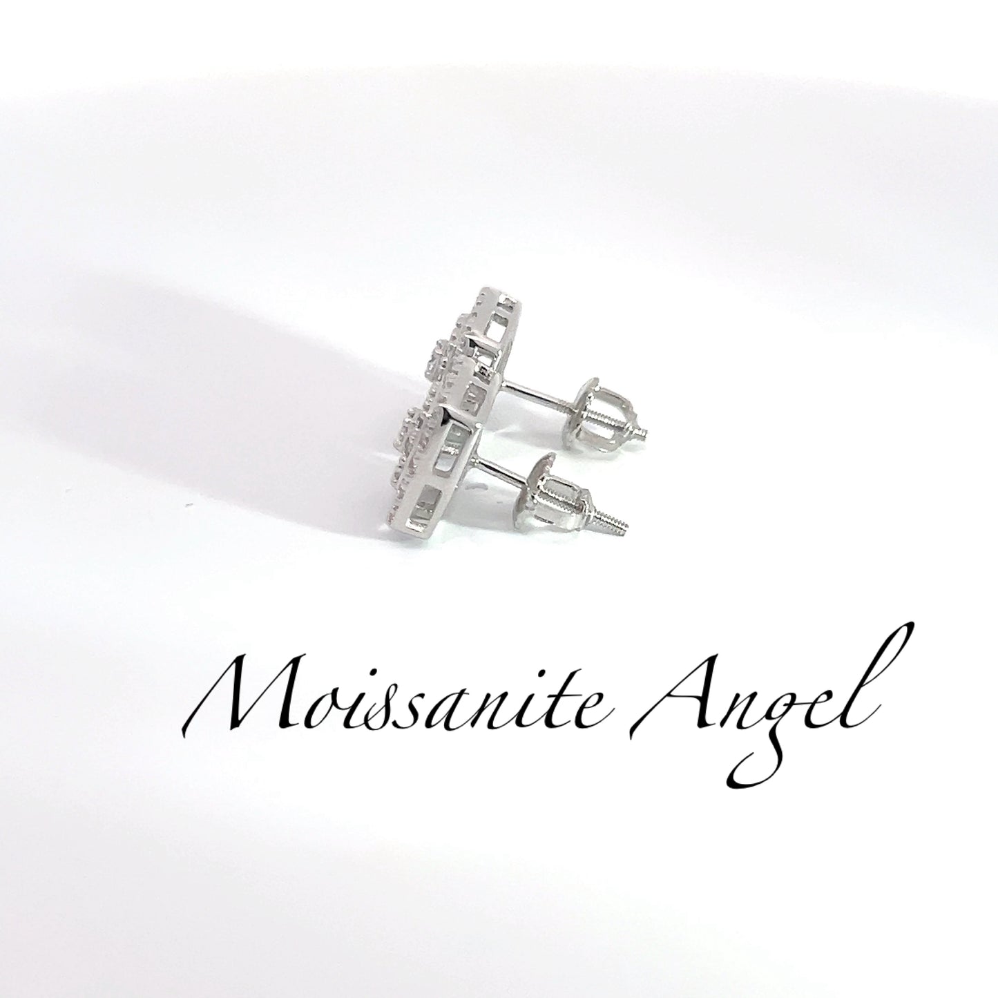 Moissanite square cluster set earrings