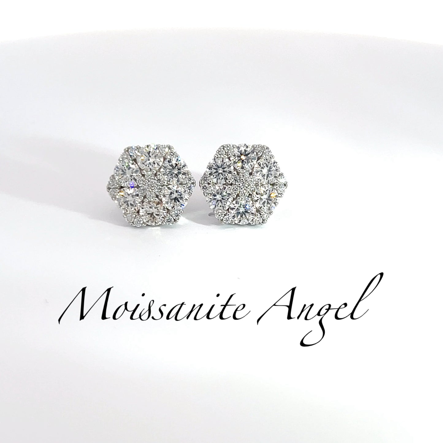 Moissanite earrings Snowflake Cluster studs VVS1 Quality 11mm