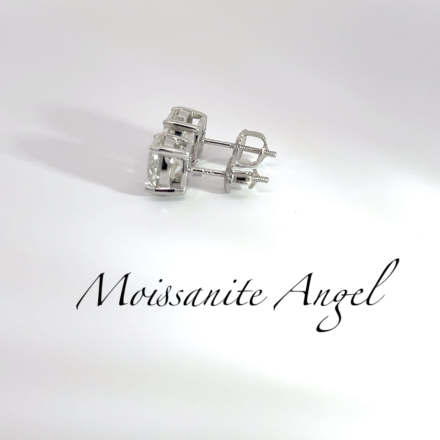 Moissanite earrings studs 4 CTW brilliant cut round 8mm