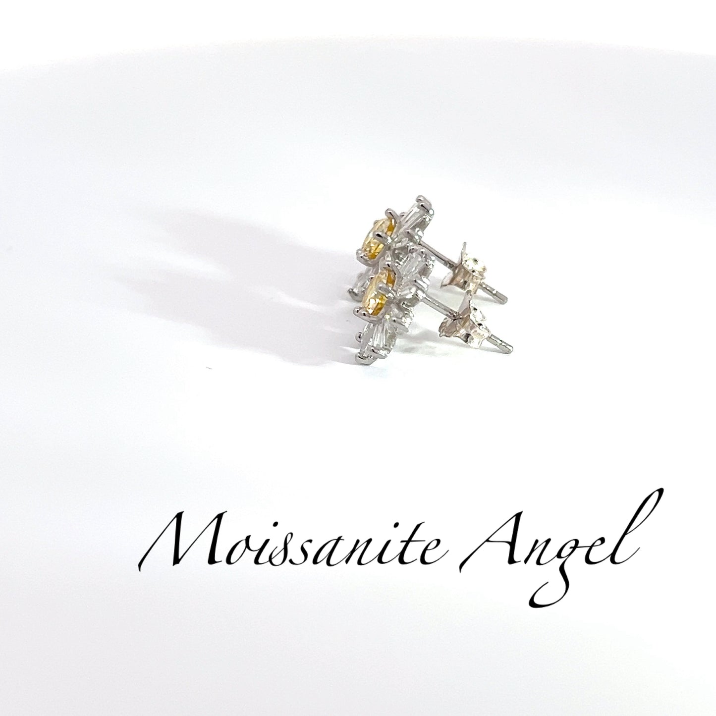 Yellow flower moissanite earrings