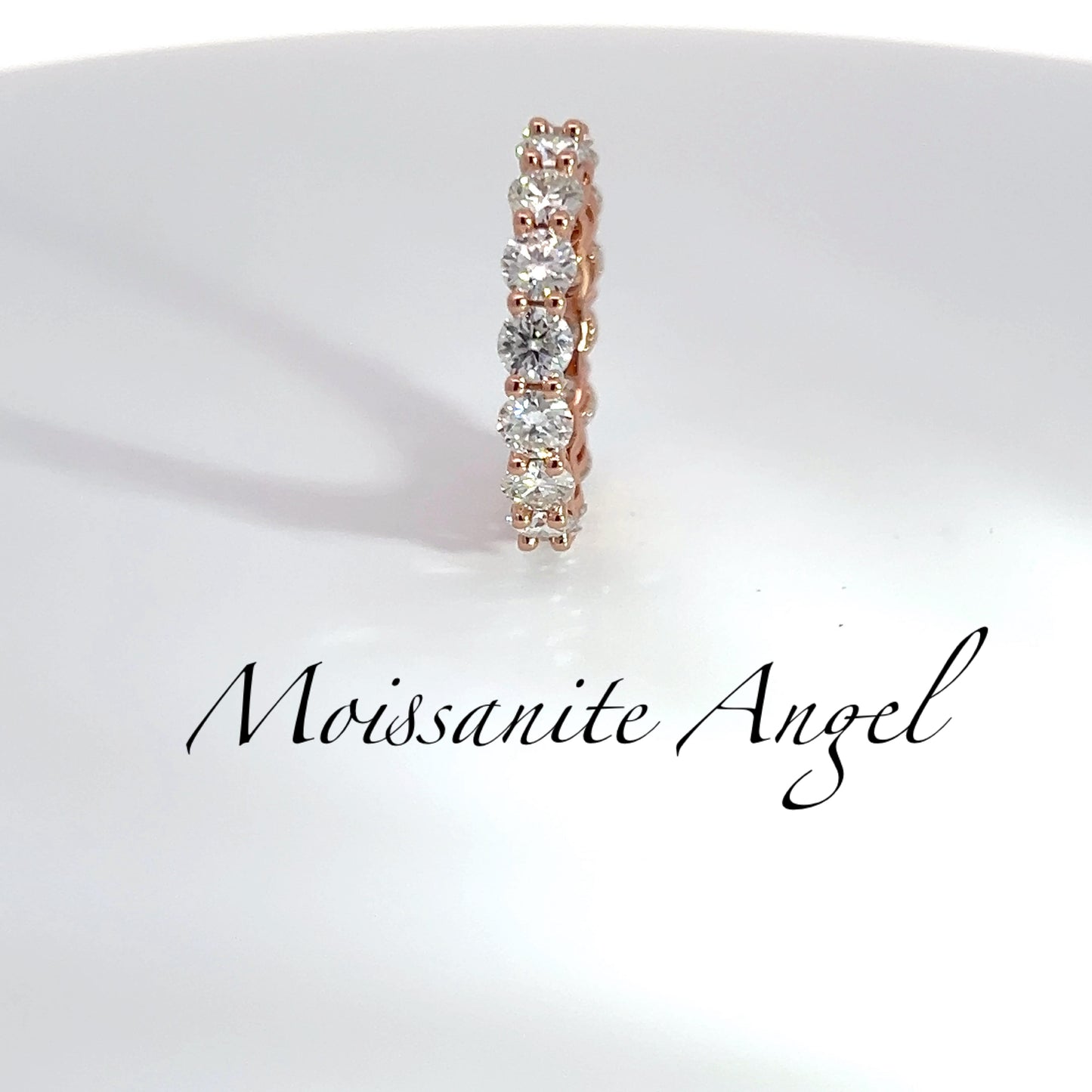 Moissanite band ring 925 sterling silver With rose gold finish