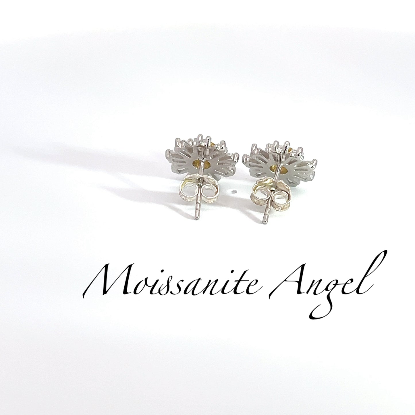 Yellow flower moissanite earrings