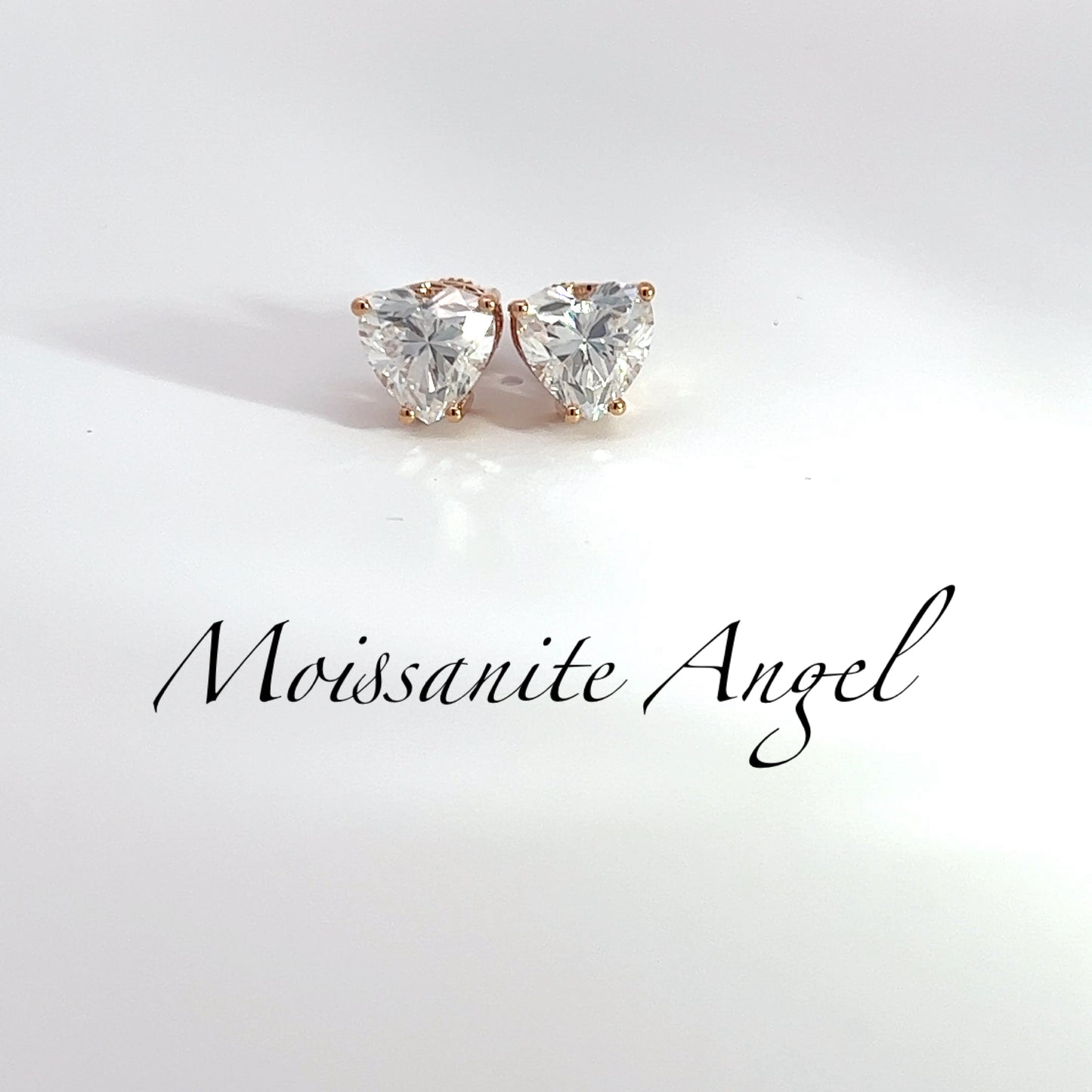 Moissanite earrings Solid 18k Rose Gold Heart Shaped Moissanite Earrings 4 CTW -Luxury Wedding Earrings - Anniversary Gift - Statement Studs