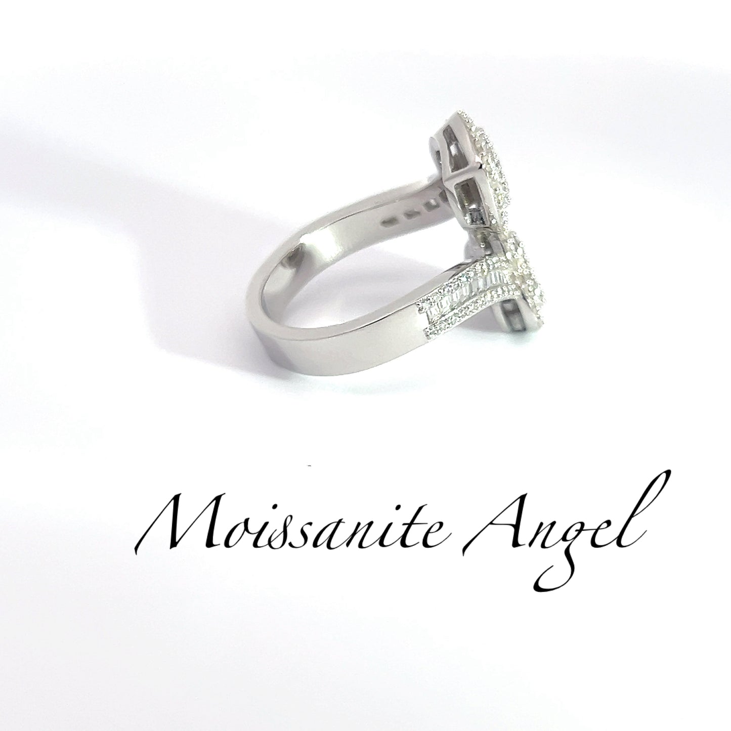 Moissanite fancy double heart ring