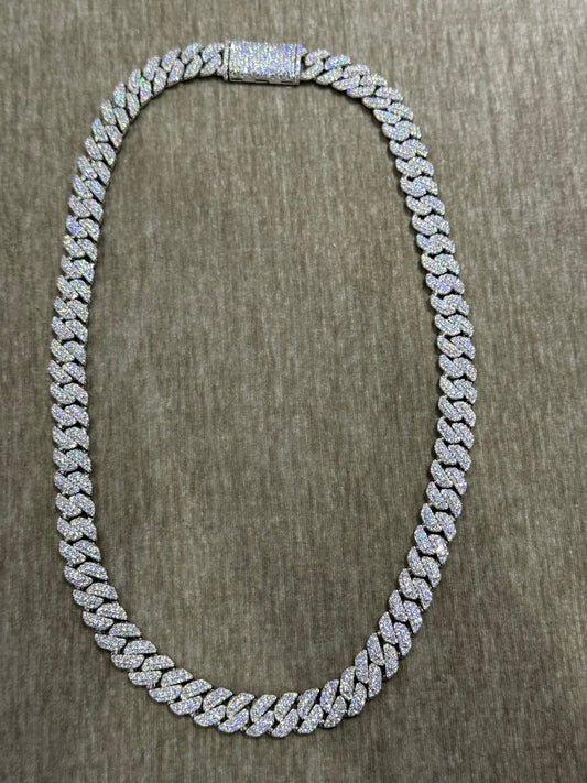 10mm Moissanite Tight link chain 20 inch VVS1 top tier stone quality 925 silver Moissanite link chain.