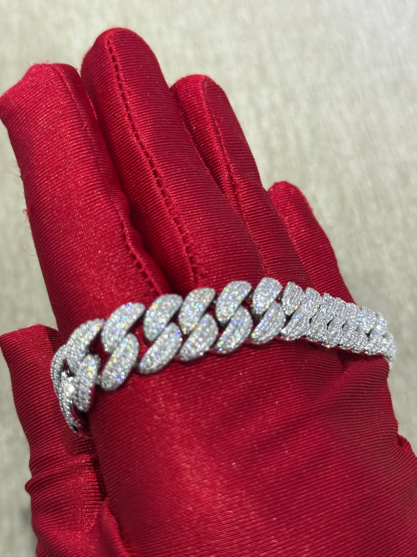 13mm Moissanite tight link bracelet top tier VVS1 quality 100% authentic 7 inch Moissanite bracelet.