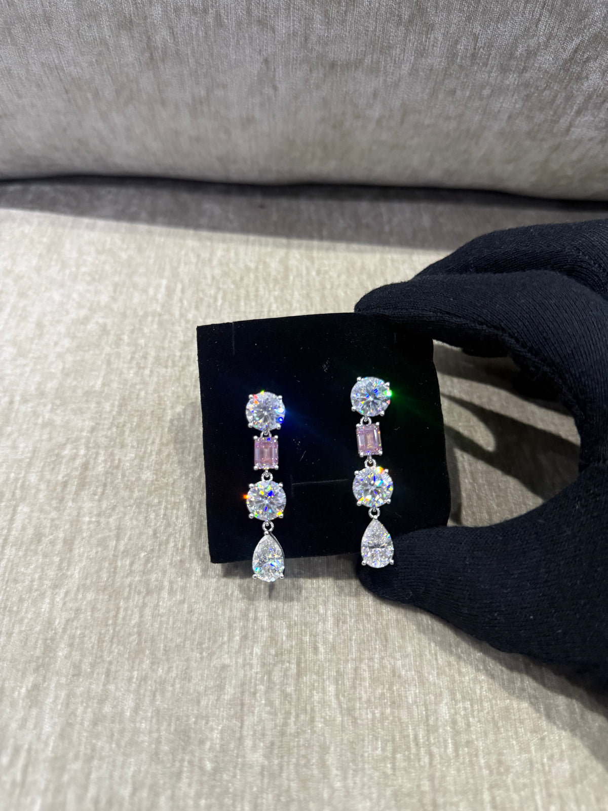 24 carat Dangle Moissanite earrings