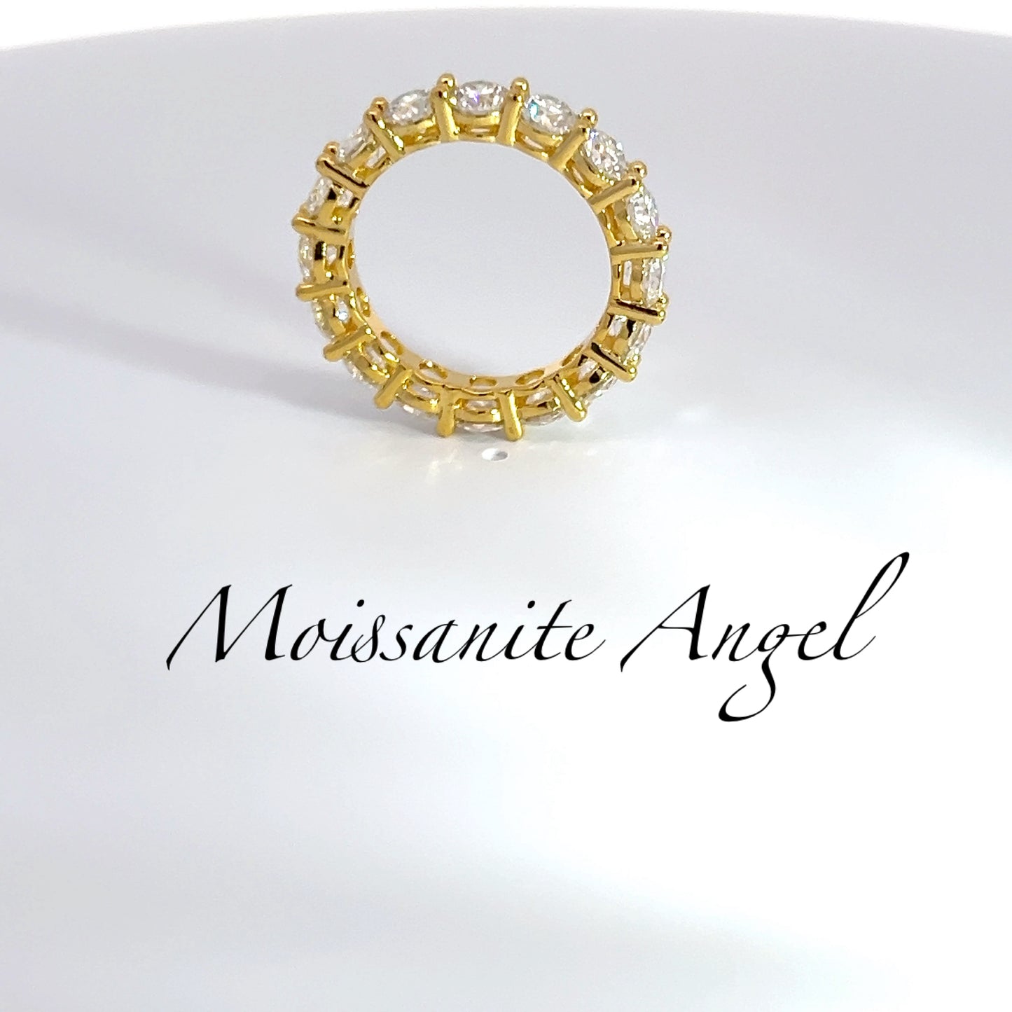 Moissanite band ring 925 sterling silver With Yellow gold finish