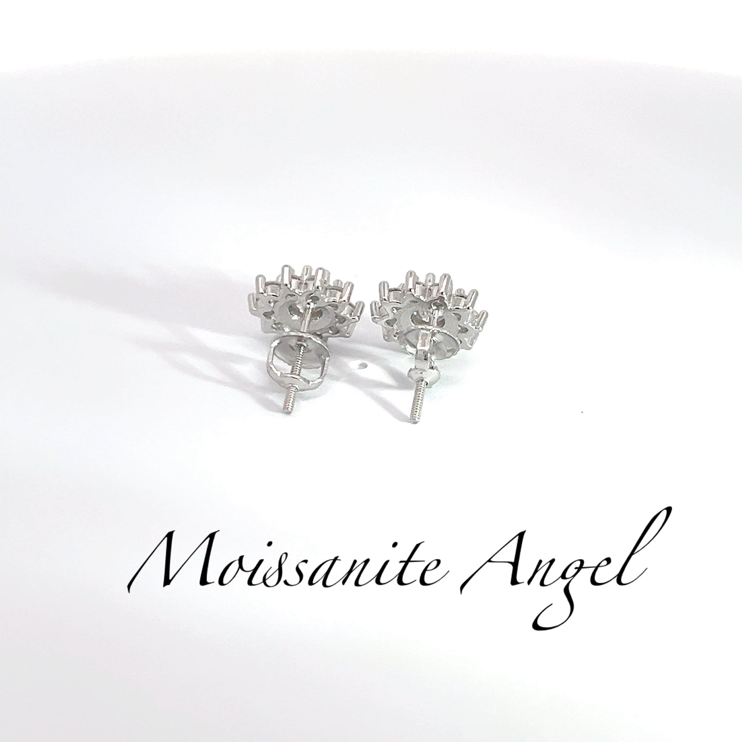 Moissanite star halo earrings