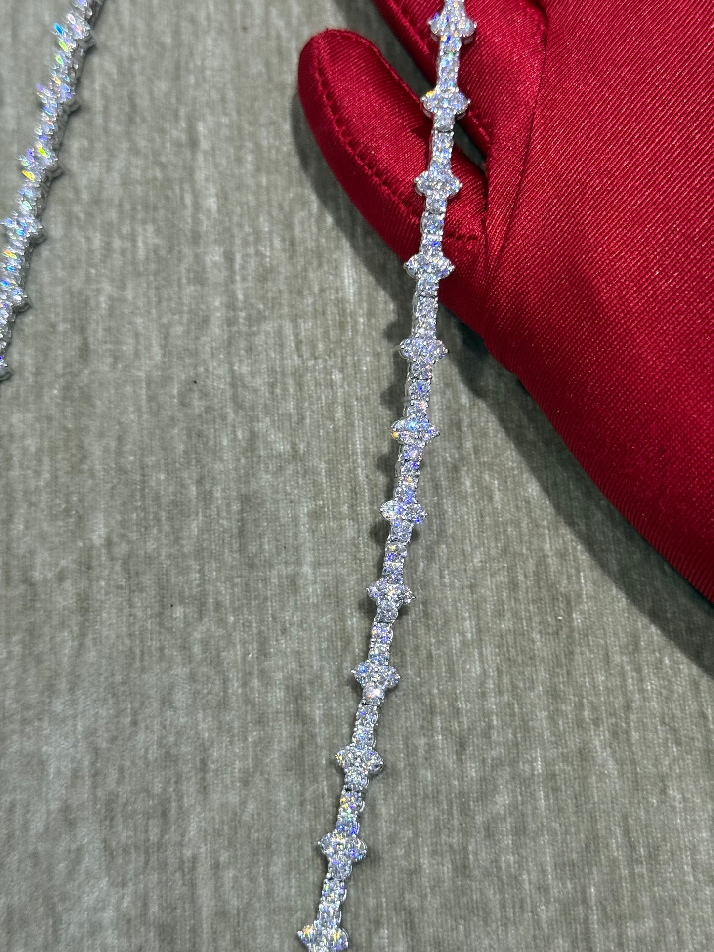 24 inch Moissanite Tennis chain top tier vvs1 quality 100 % authentic 925 silver.