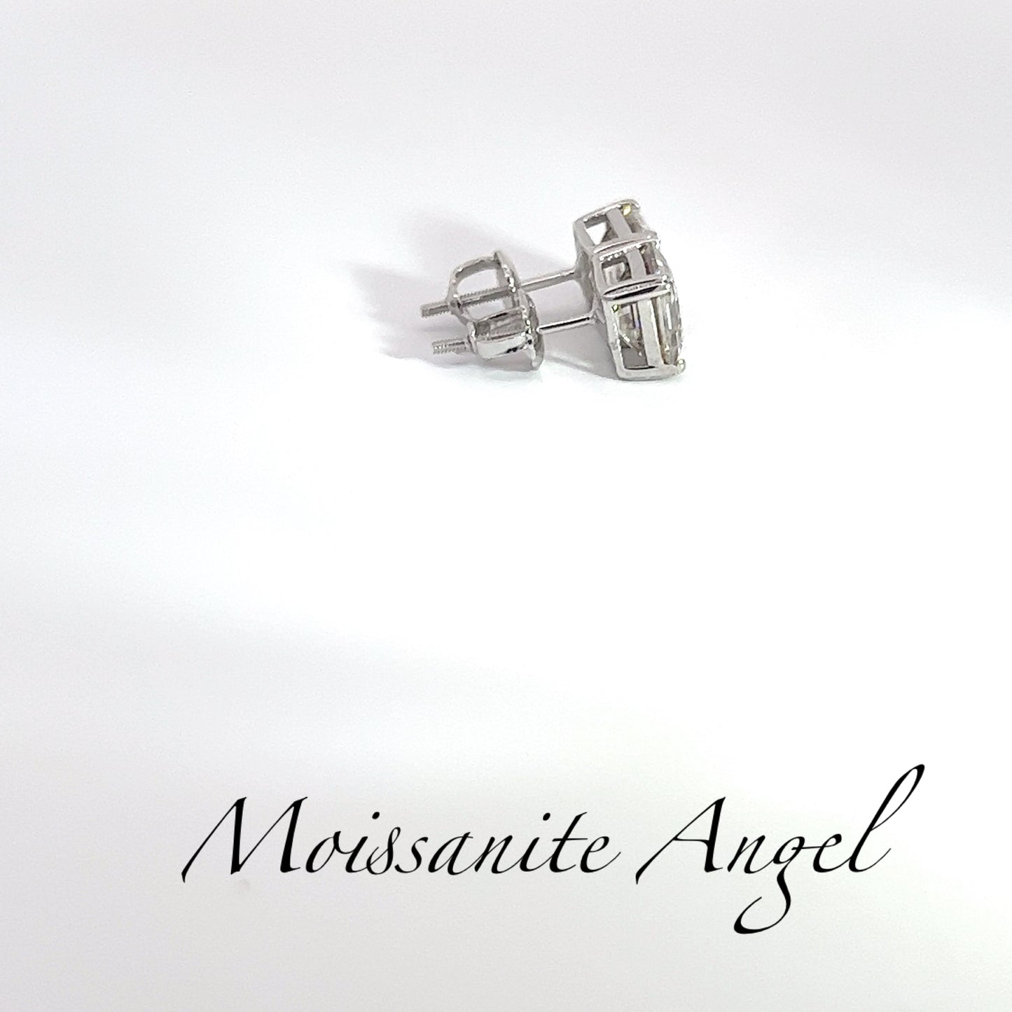 Moissanite Earrings Asscher Cut studs  4 CTW