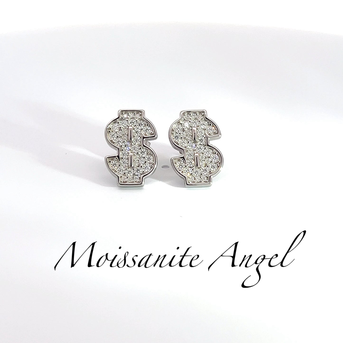 Moissanite earrings dollar sign style