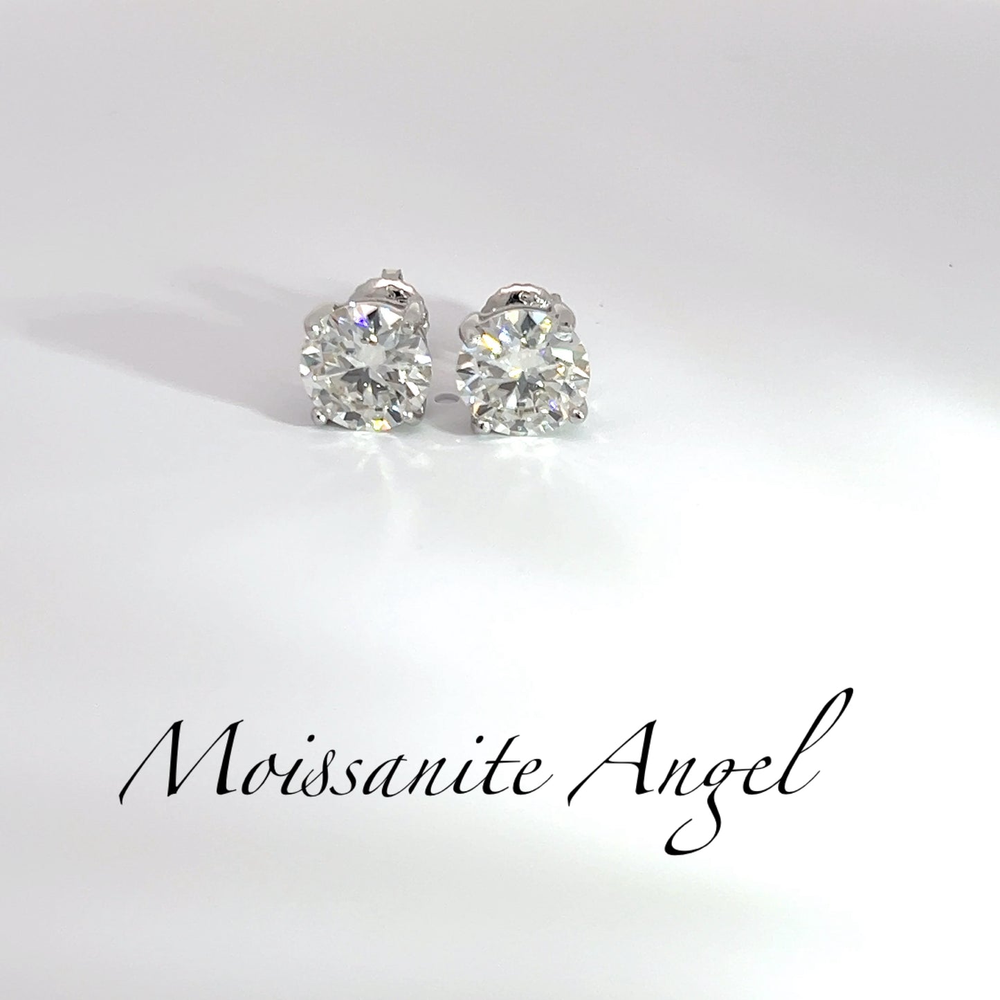 Moissanite earrings studs 4 CTW brilliant cut round 8mm