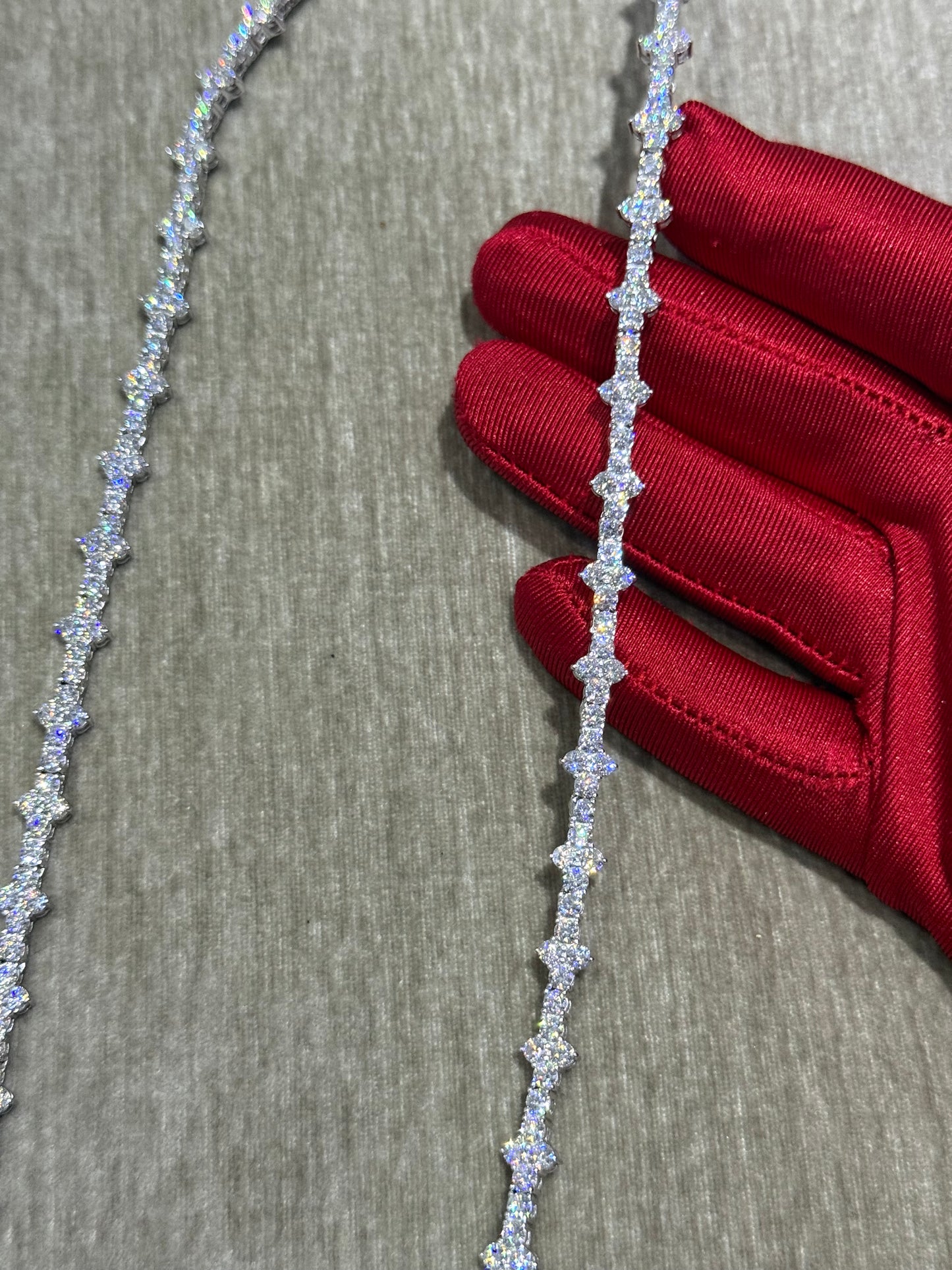 24 inch Moissanite Tennis chain top tier vvs1 quality 100 % authentic 925 silver.