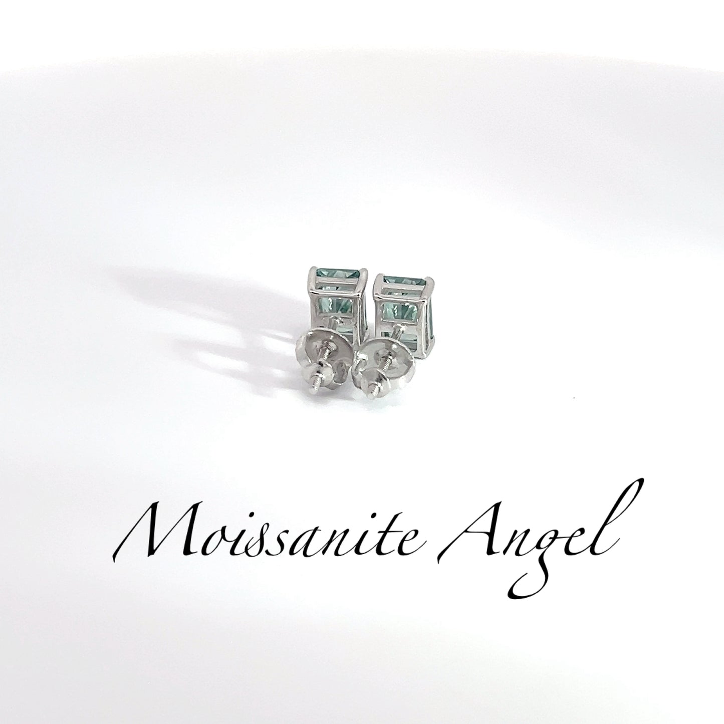 Green Moissanite radiant cut Earrings 2CTW Studs