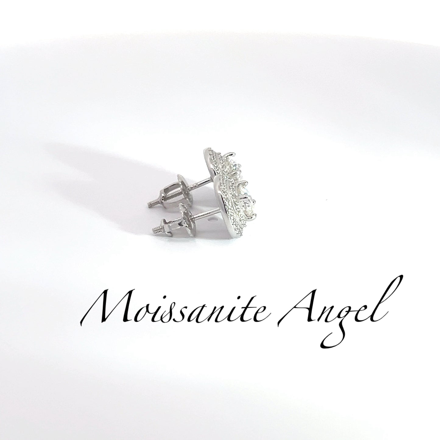 10mm moissanite studs double halo earrings