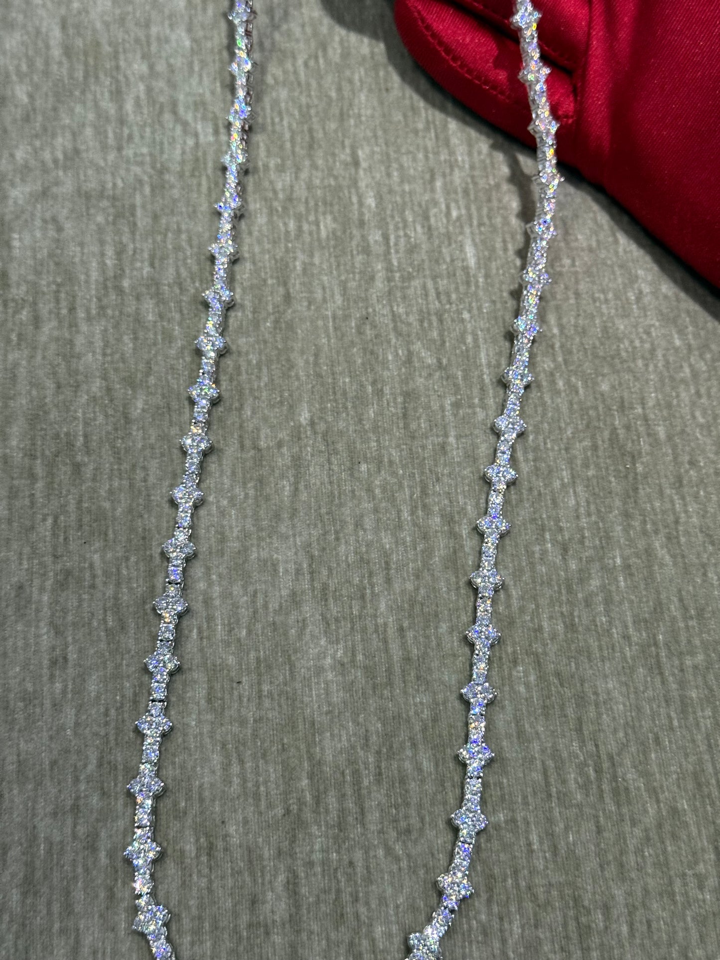 24 inch Moissanite Tennis chain top tier vvs1 quality 100 % authentic 925 silver.