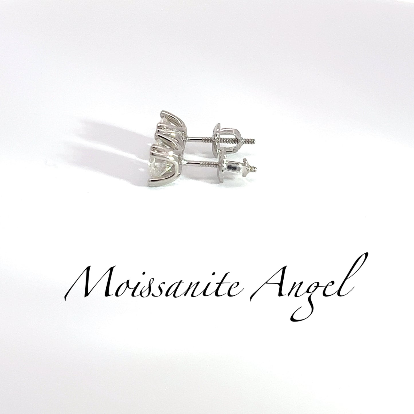 Moissanite earrings 4 double prong 6.5 mm brilliant cut studs - screw back earrings - 2 Carat total weight