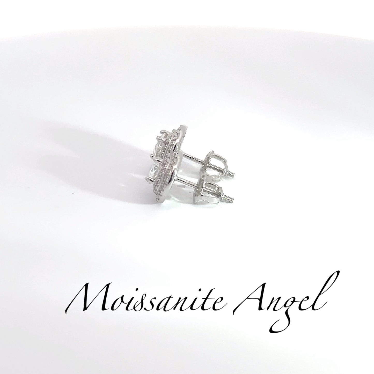 10mm moissanite studs double halo earrings