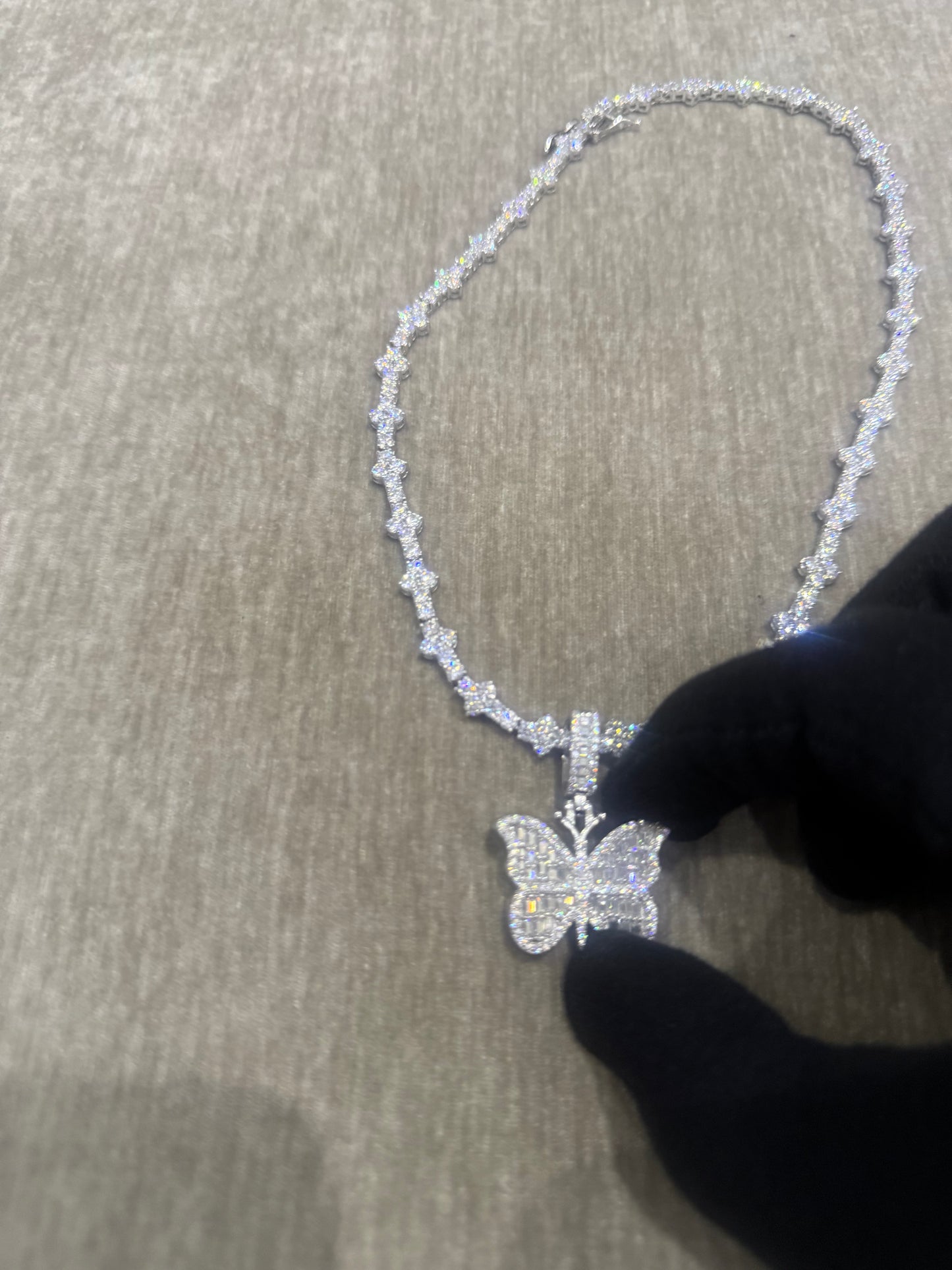 The Butterfly Moissanite tennis chain pendant Combo