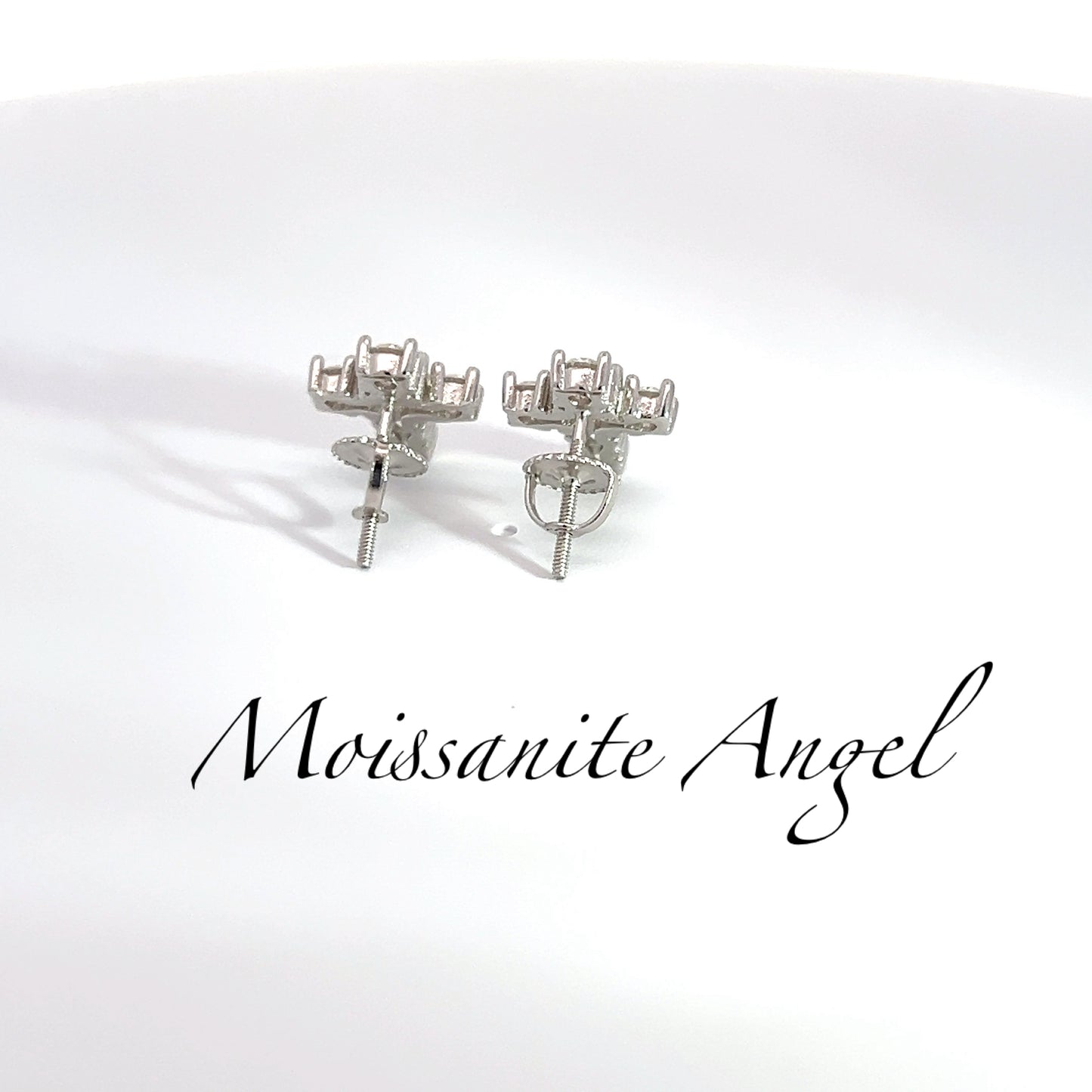 Moissanite earrings cross studs brilliant cut