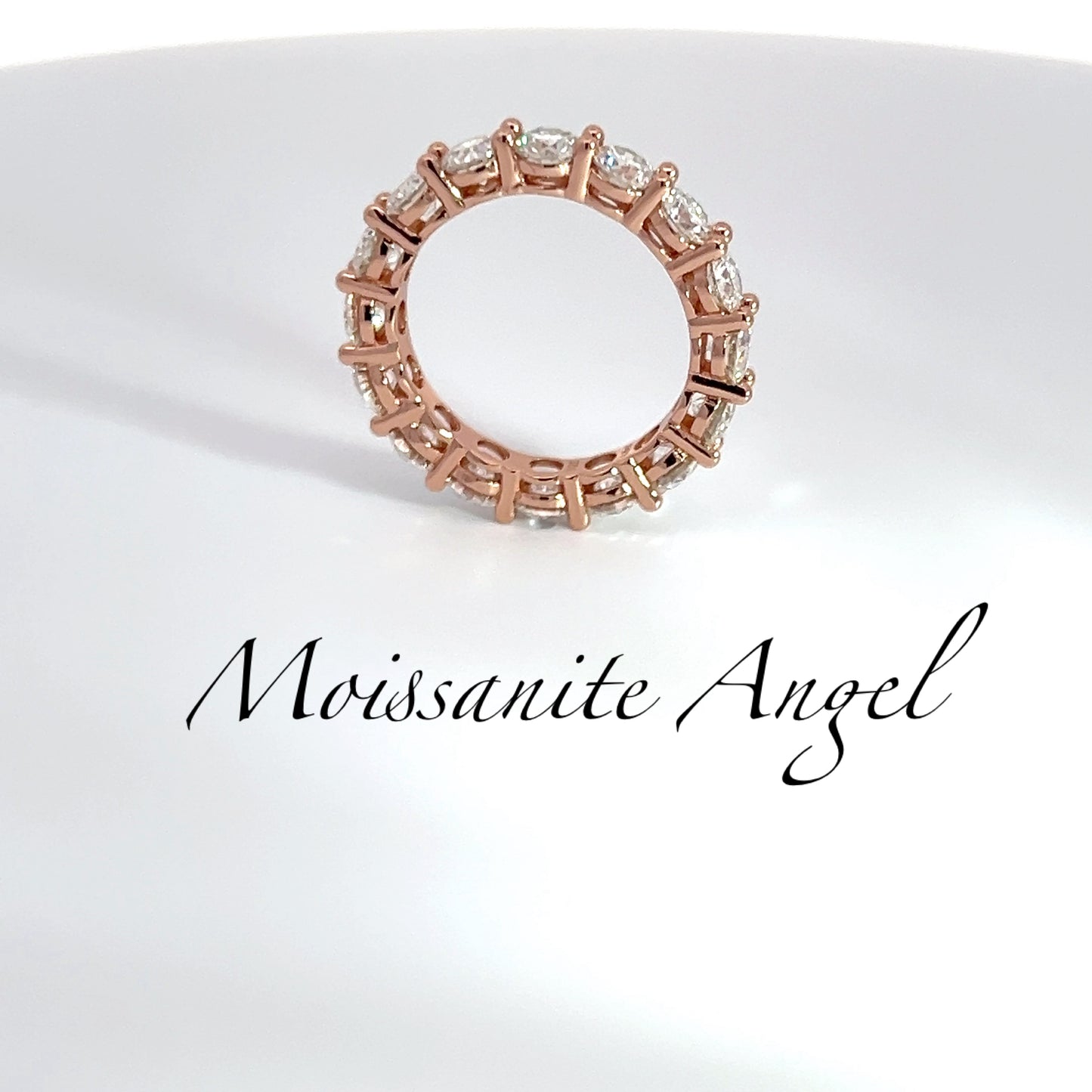 Moissanite band ring 925 sterling silver With rose gold finish