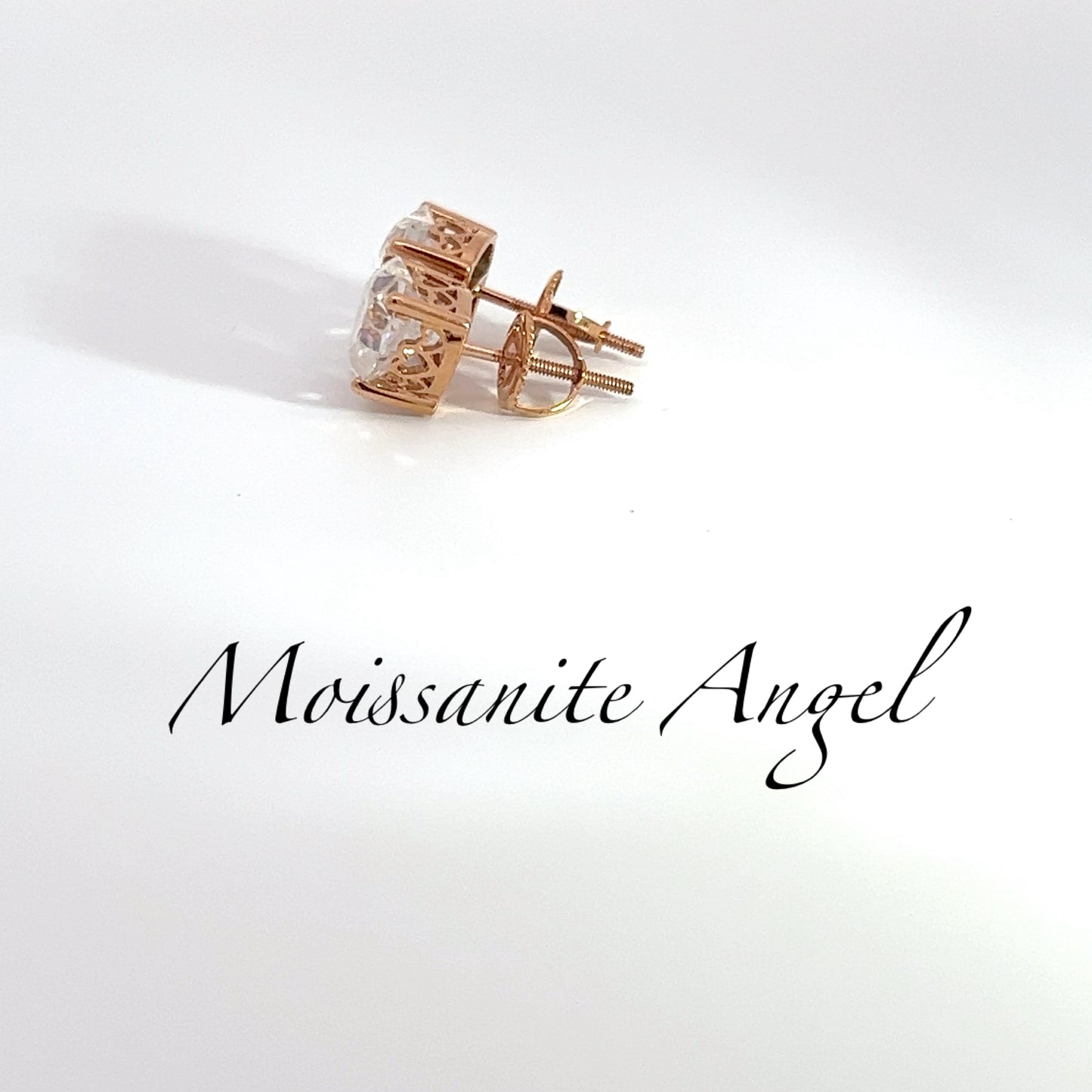 Moissanite earrings Solid 18k Rose Gold Heart Shaped Moissanite Earrings 4 CTW -Luxury Wedding Earrings - Anniversary Gift - Statement Studs