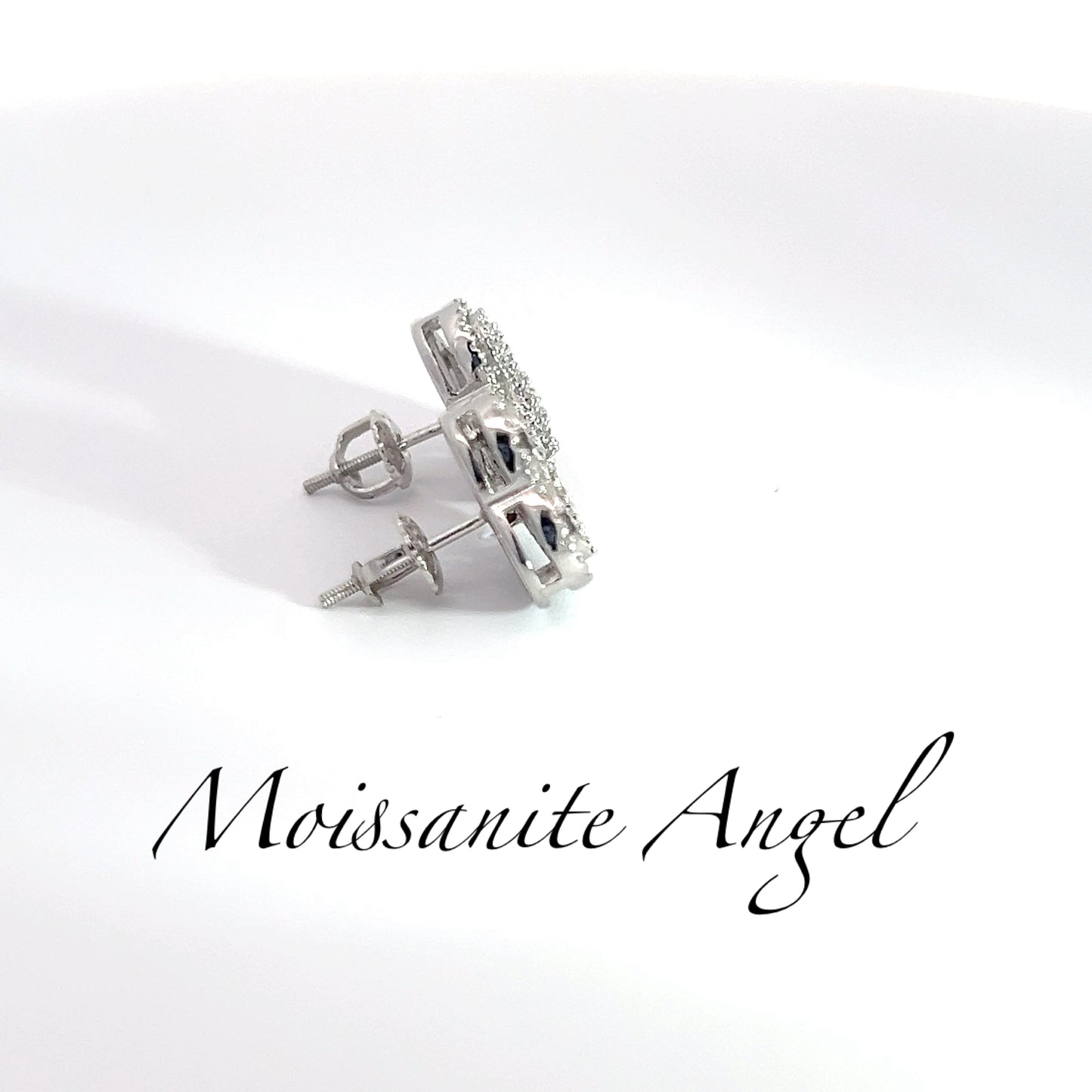 Moissanite heart shaped baguette earrings