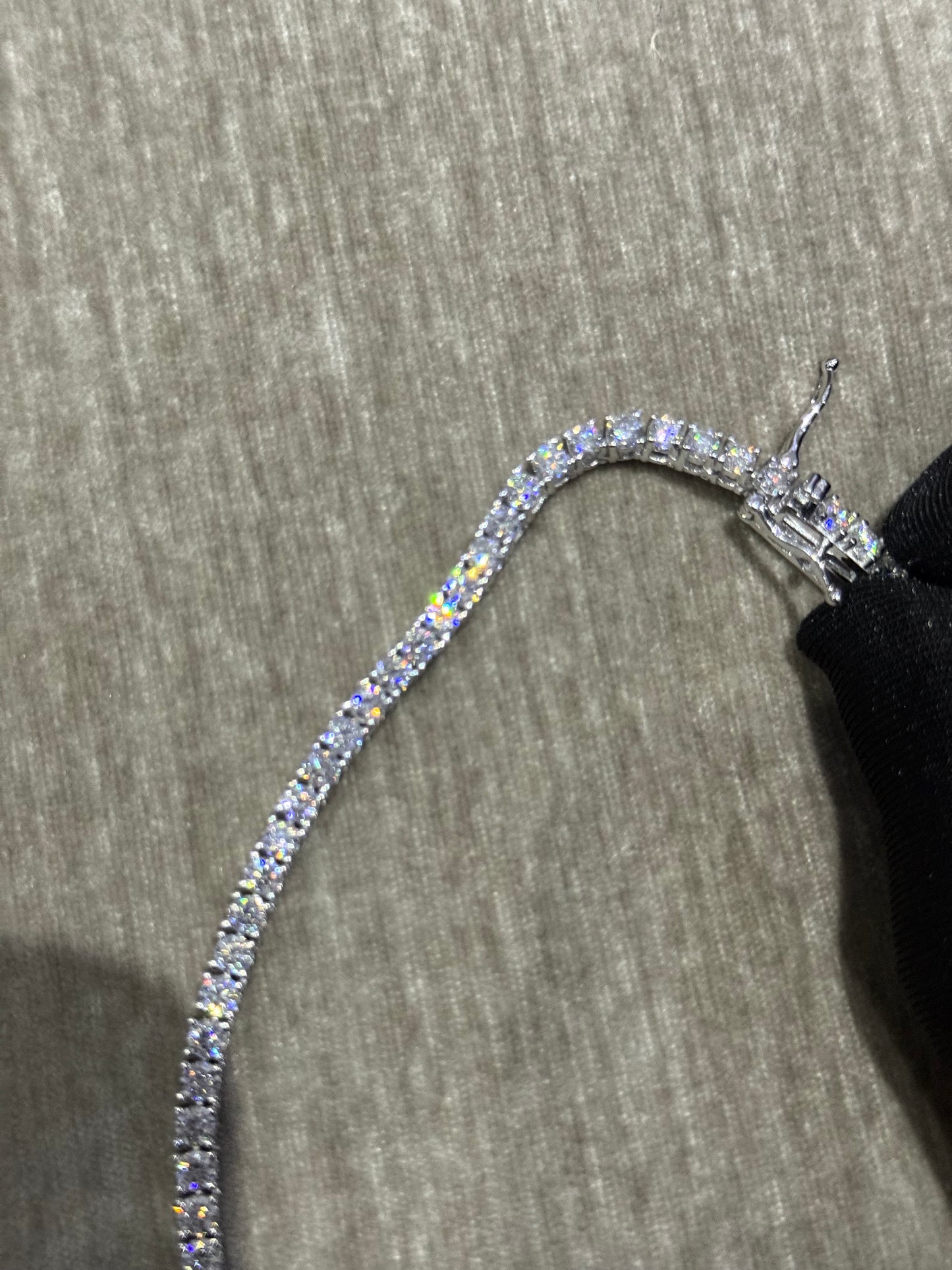 100 % Authentic 3mm Moissanite tennis chain 925 silver, diamond tester approved.