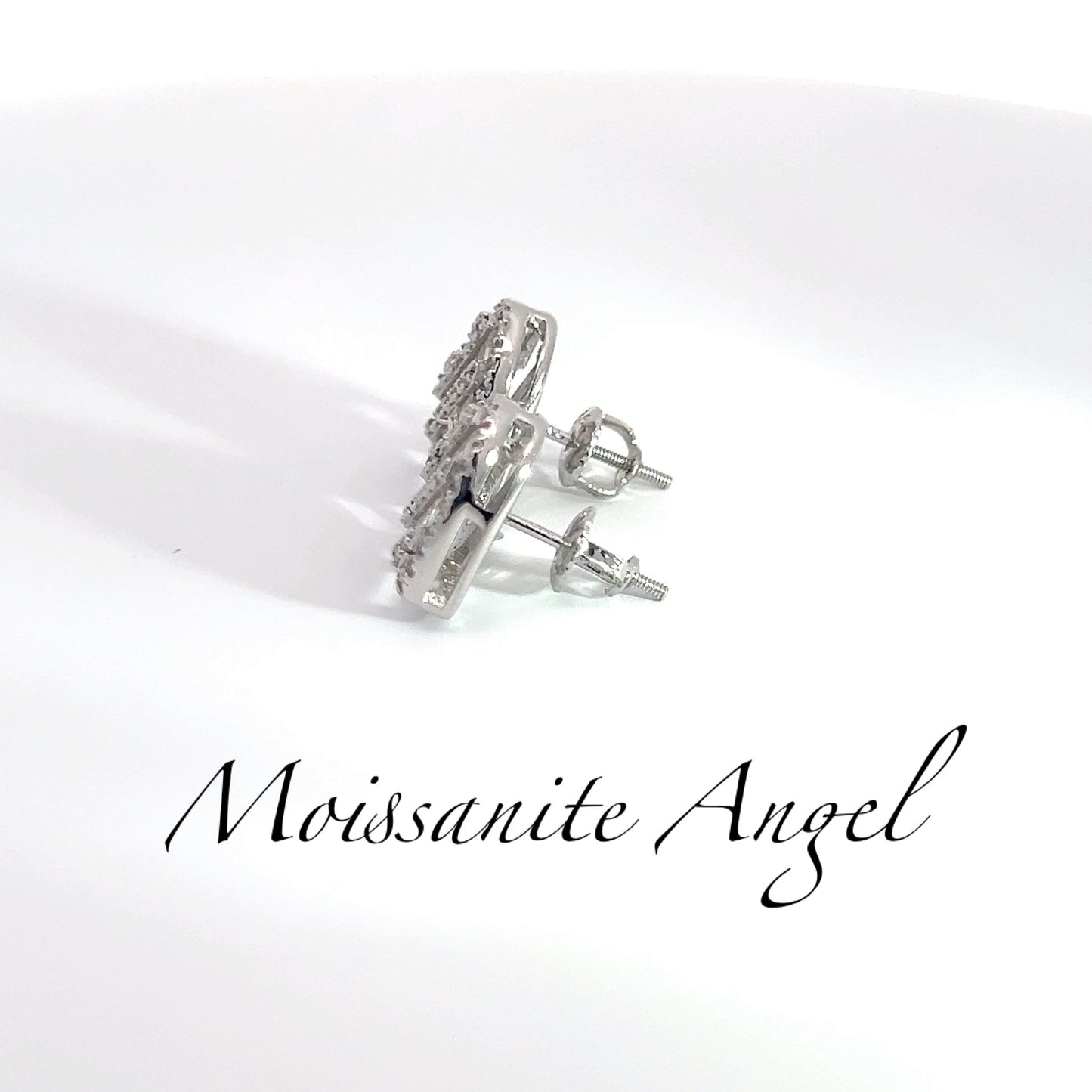 Moissanite heart shaped baguette earrings