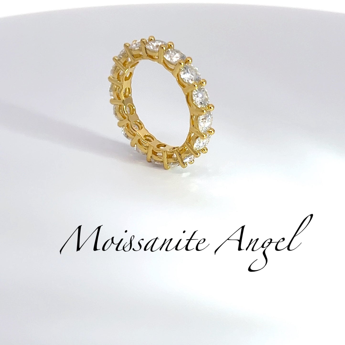 Moissanite band ring 925 sterling silver With Yellow gold finish