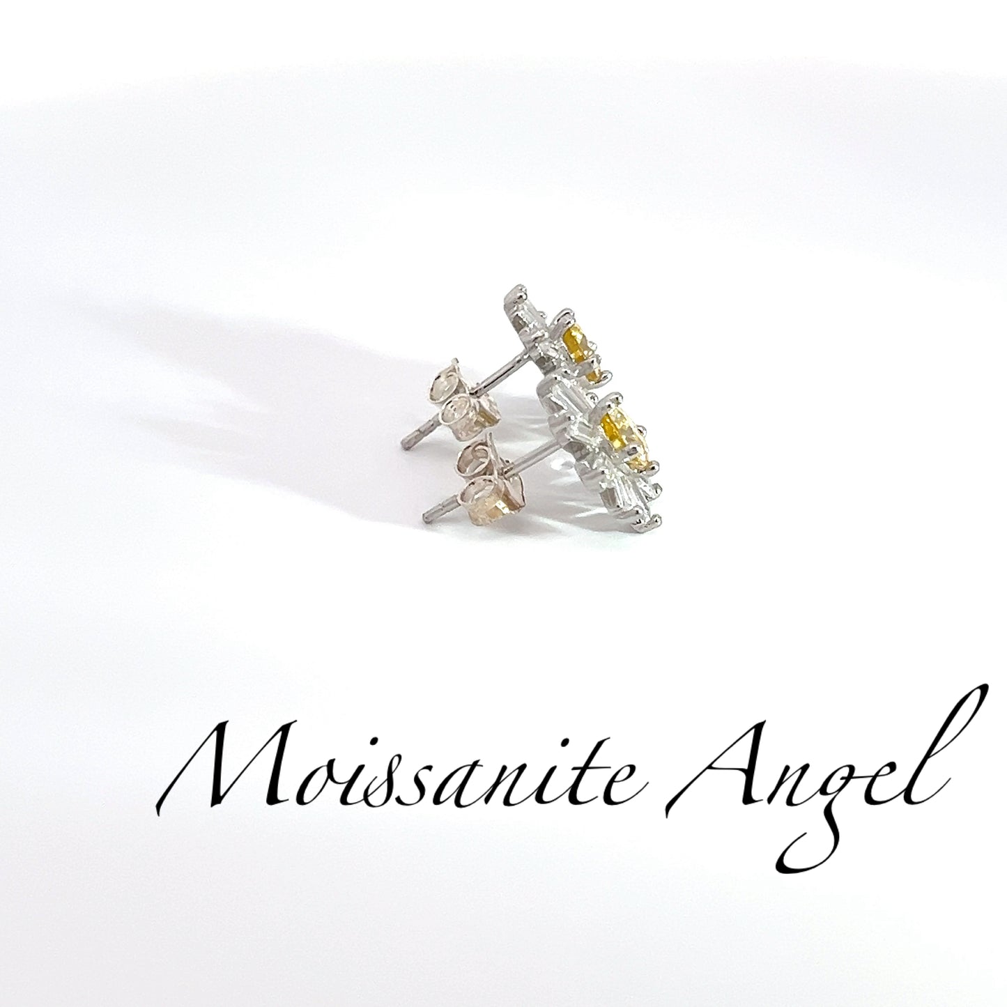 Yellow flower moissanite earrings