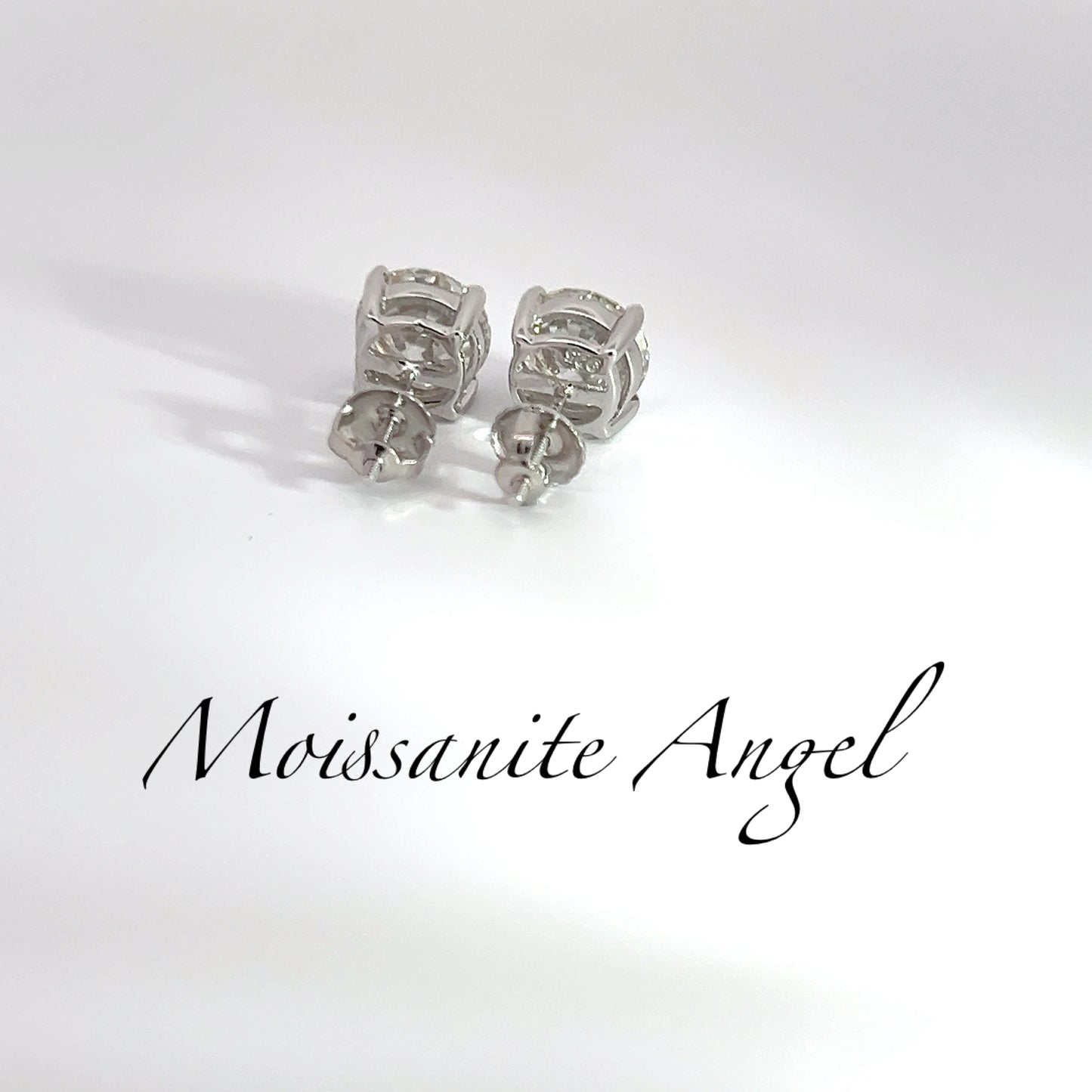 Moissanite earrings studs 4 CTW brilliant cut round 8mm