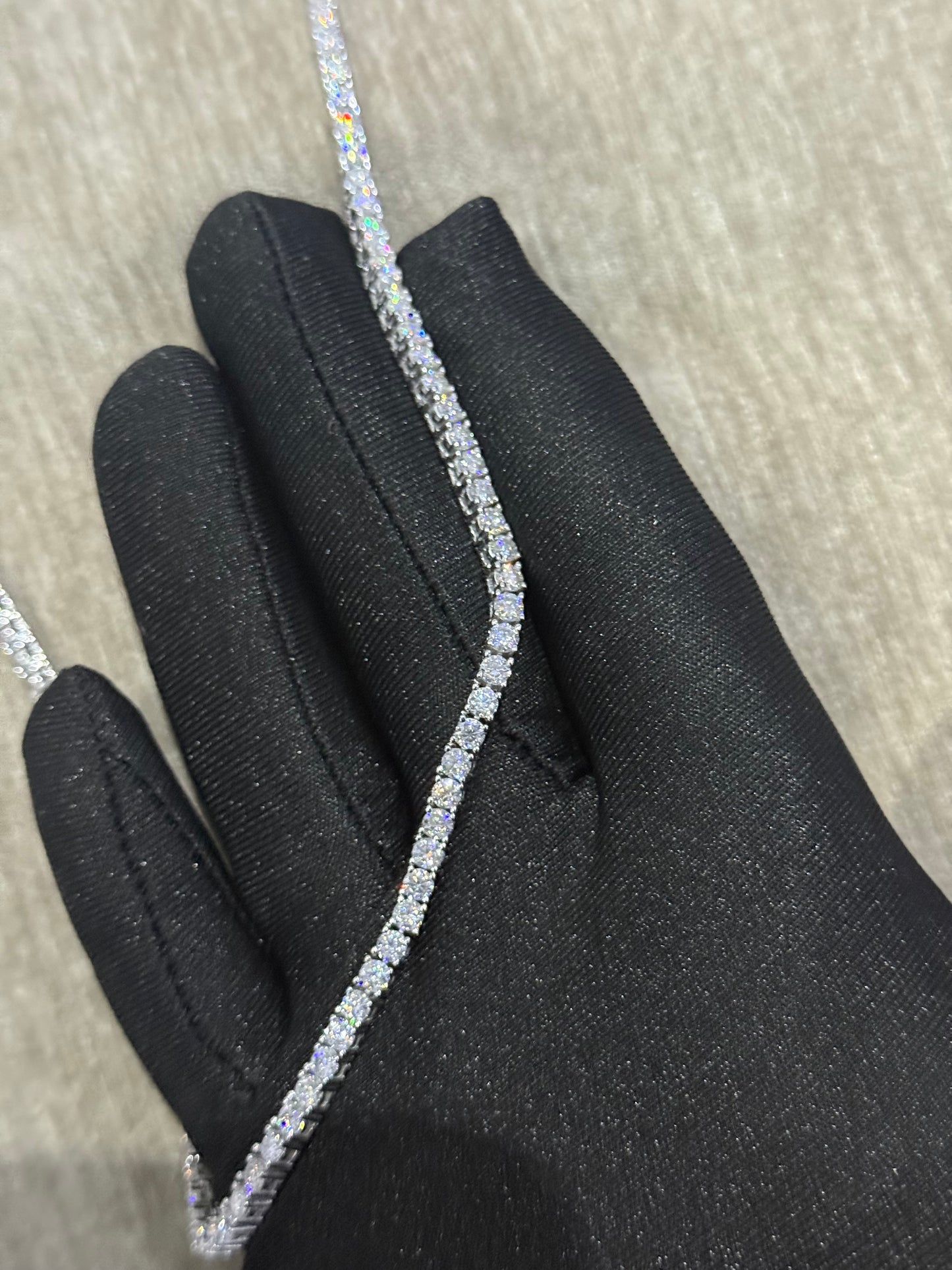 100 % Authentic 3mm Moissanite tennis chain 925 silver, diamond tester approved.