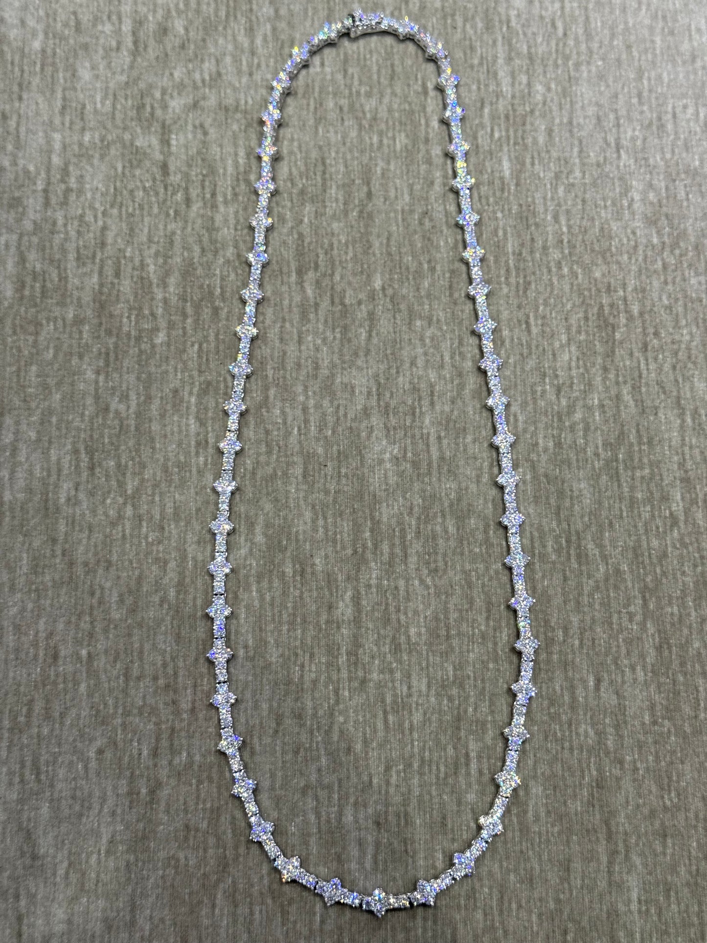 24 inch Moissanite Tennis chain top tier vvs1 quality 100 % authentic 925 silver.
