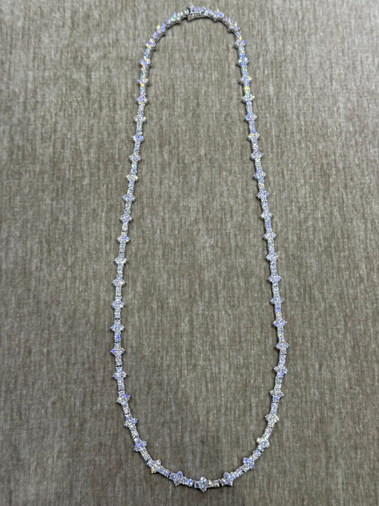 24 inch Moissanite Tennis chain top tier vvs1 quality 100 % authentic 925 silver.
