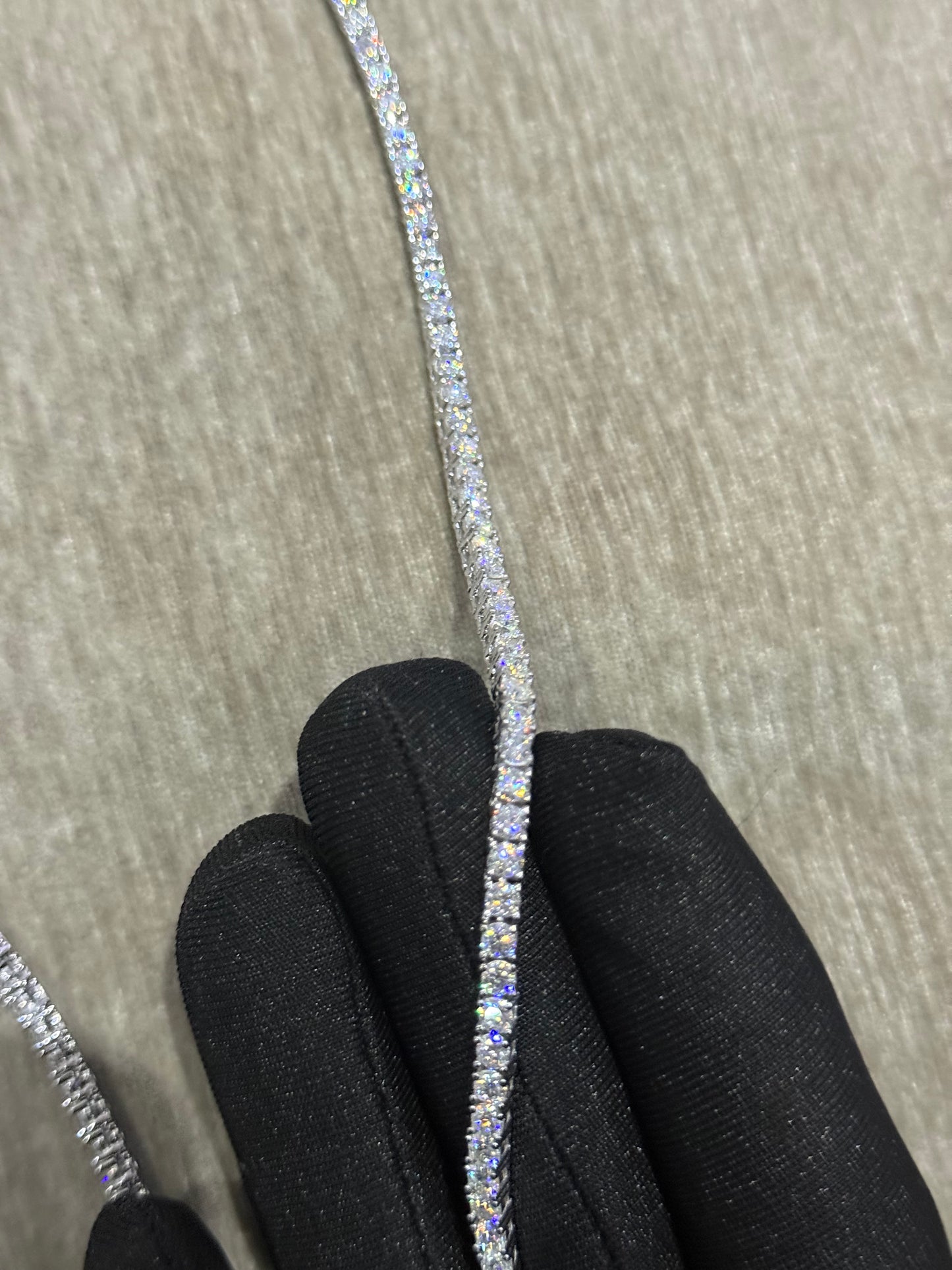 100 % Authentic 3mm Moissanite tennis chain 925 silver, diamond tester approved.