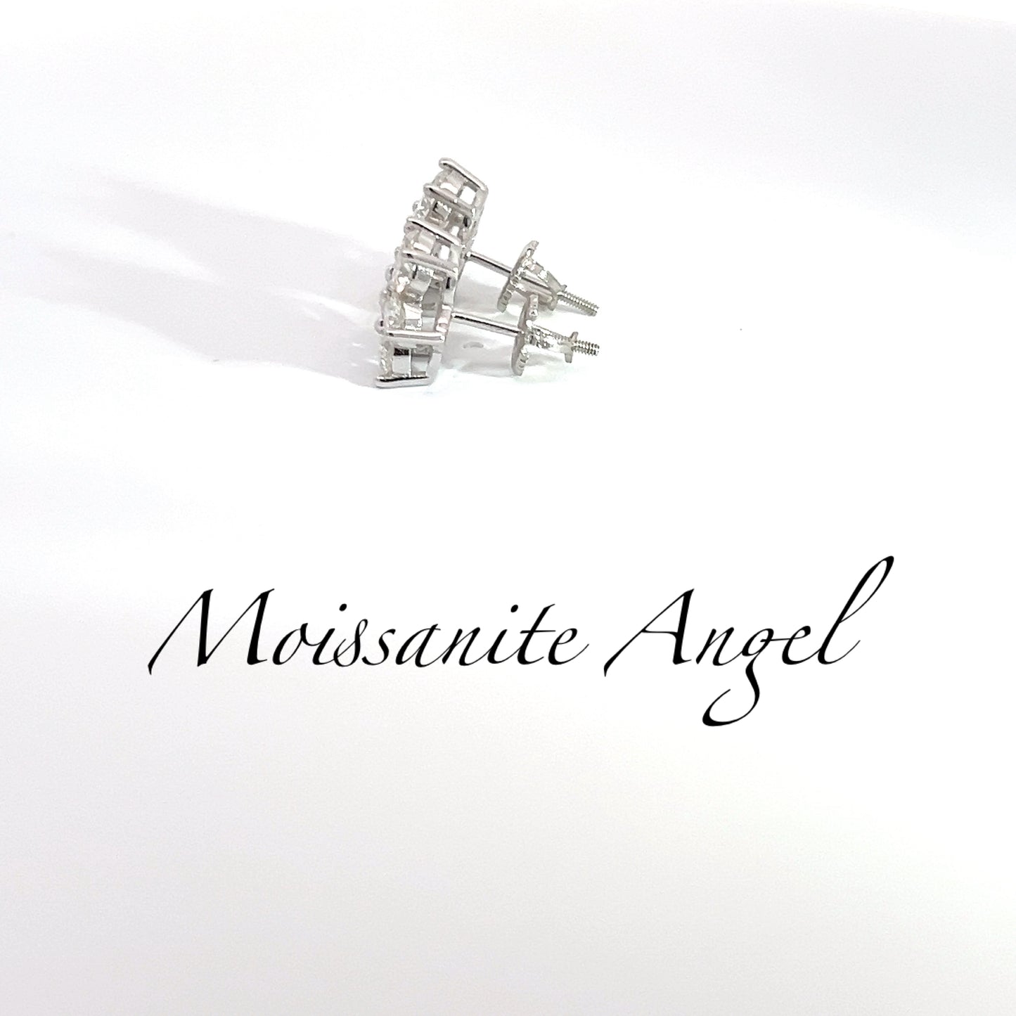 Moissanite earrings big precious cluster studs