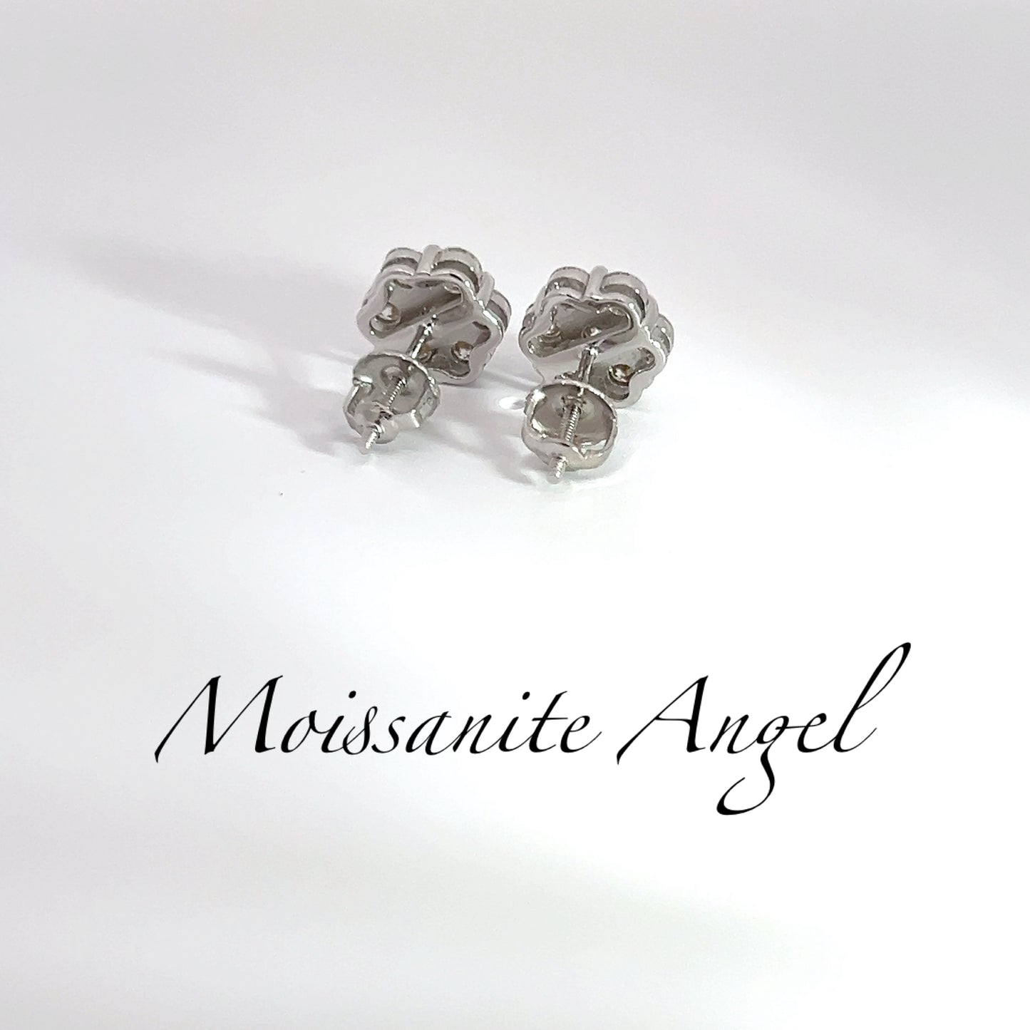 Moissanite Earrings Cluster set studs 2 carats each ear