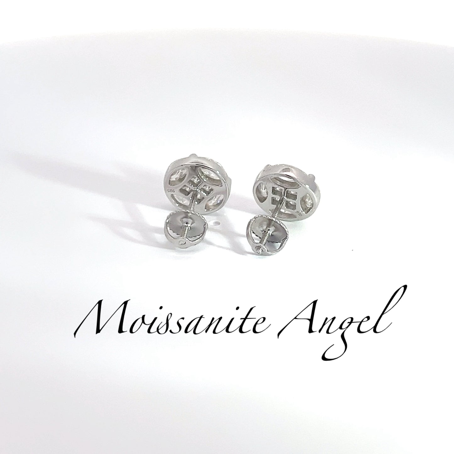 Moissanite studs Precious Set style earrings 10mm