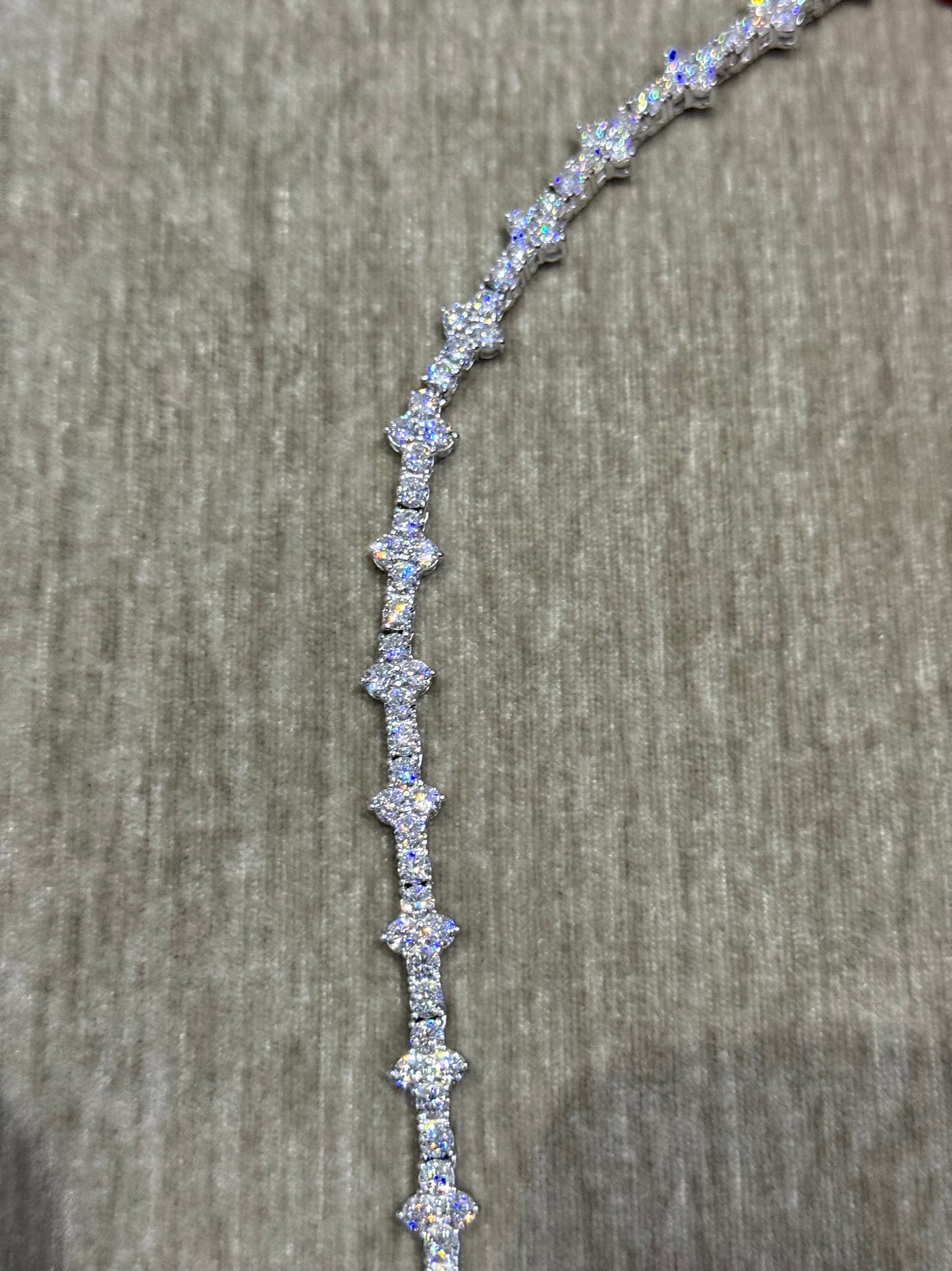 24 inch Moissanite Tennis chain top tier vvs1 quality 100 % authentic 925 silver.