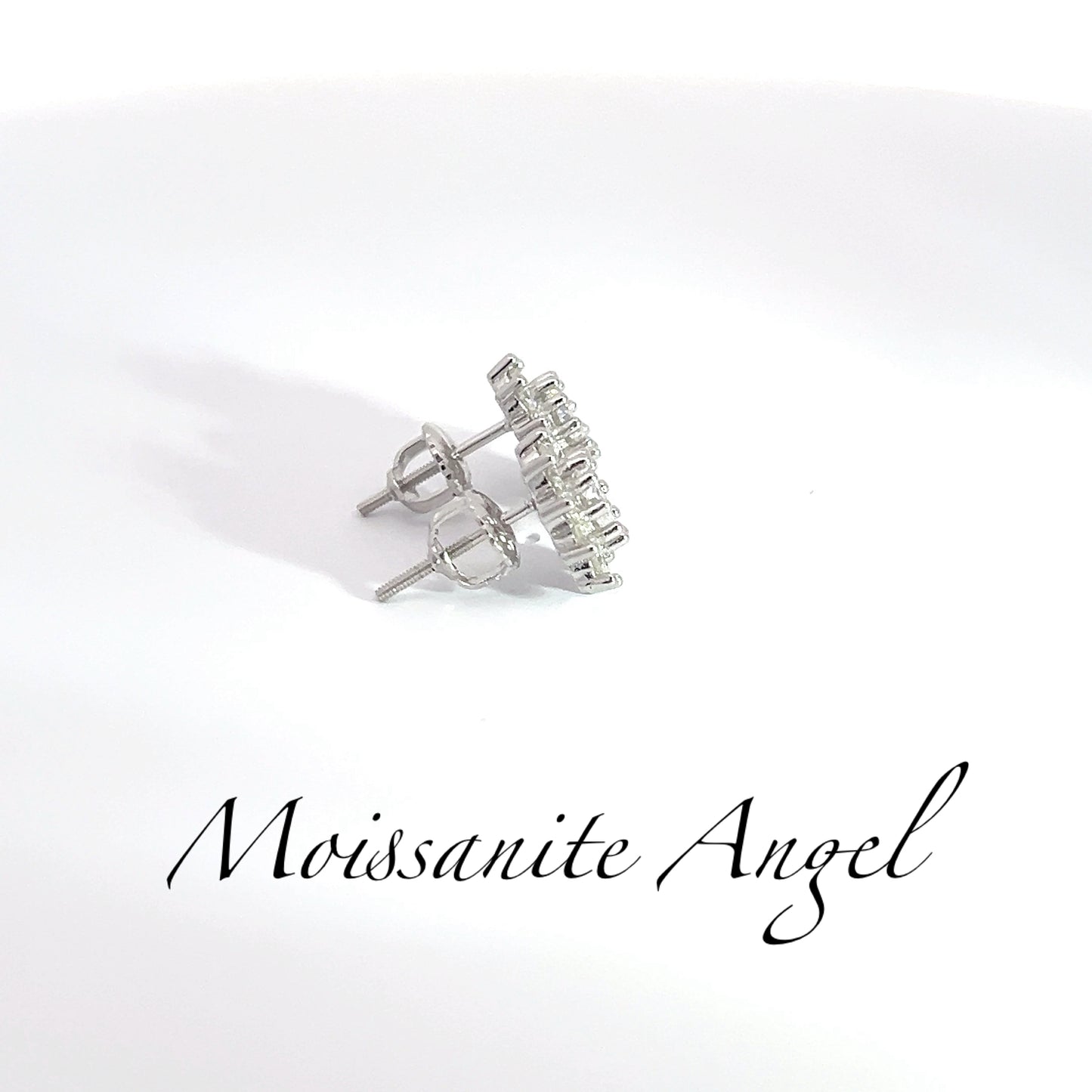 Moissanite star halo earrings