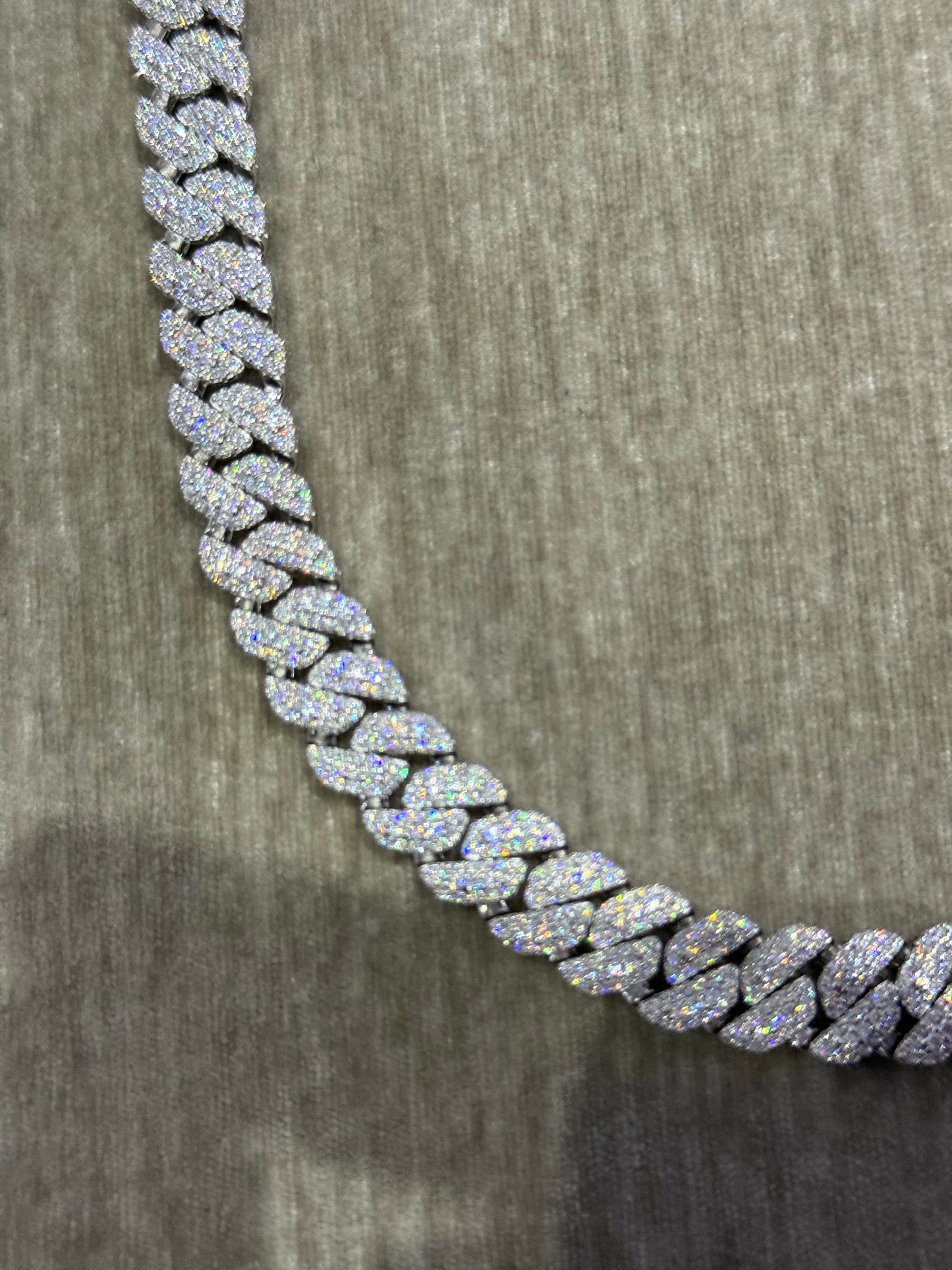 10mm Moissanite Tight link chain 20 inch VVS1 top tier stone quality 925 silver Moissanite link chain.