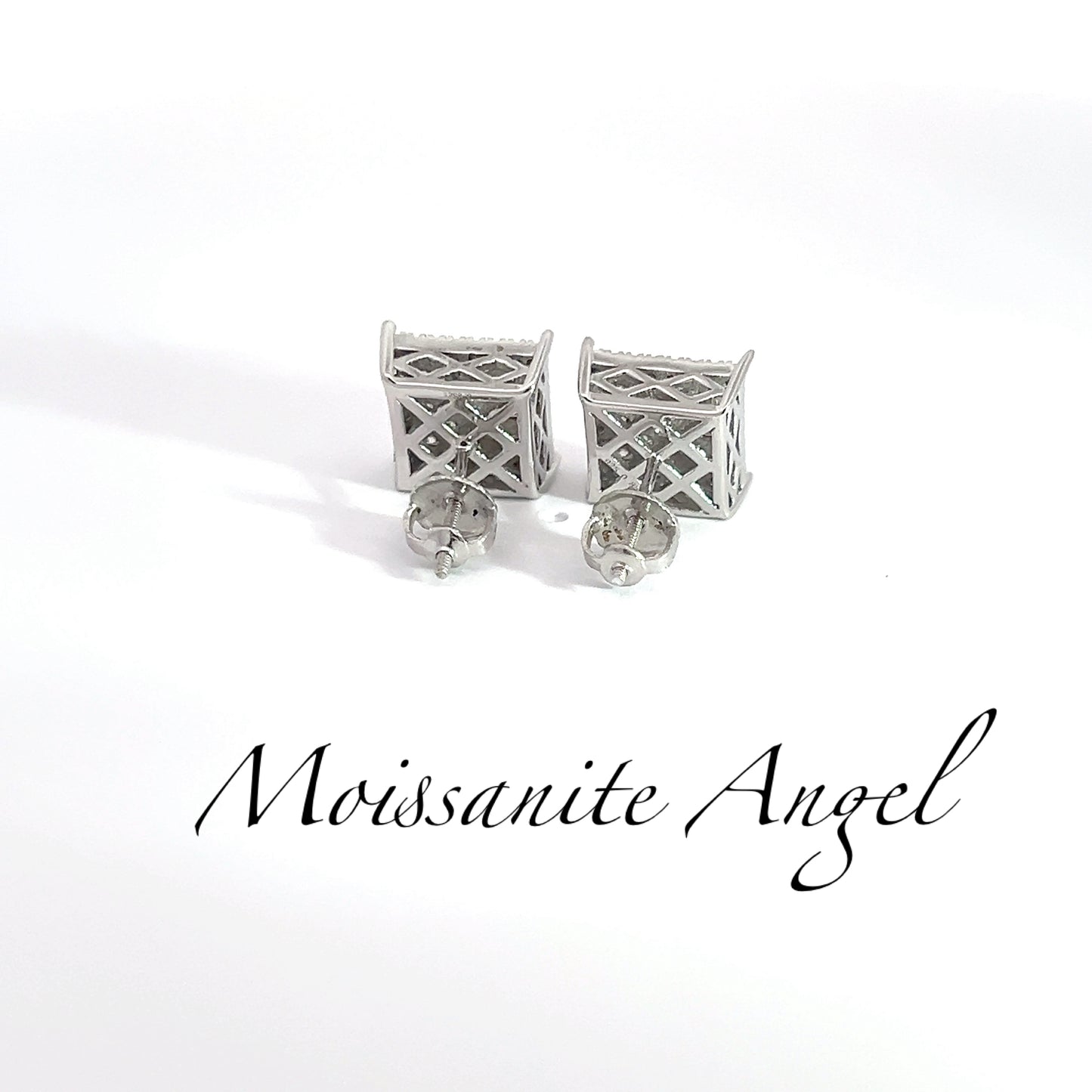 Moissanite square cluster earrings